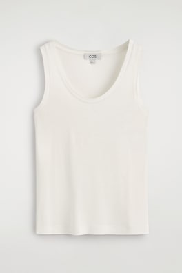 SCOOP-NECK SILK-JERSEY TANK TOP — WHITE 8