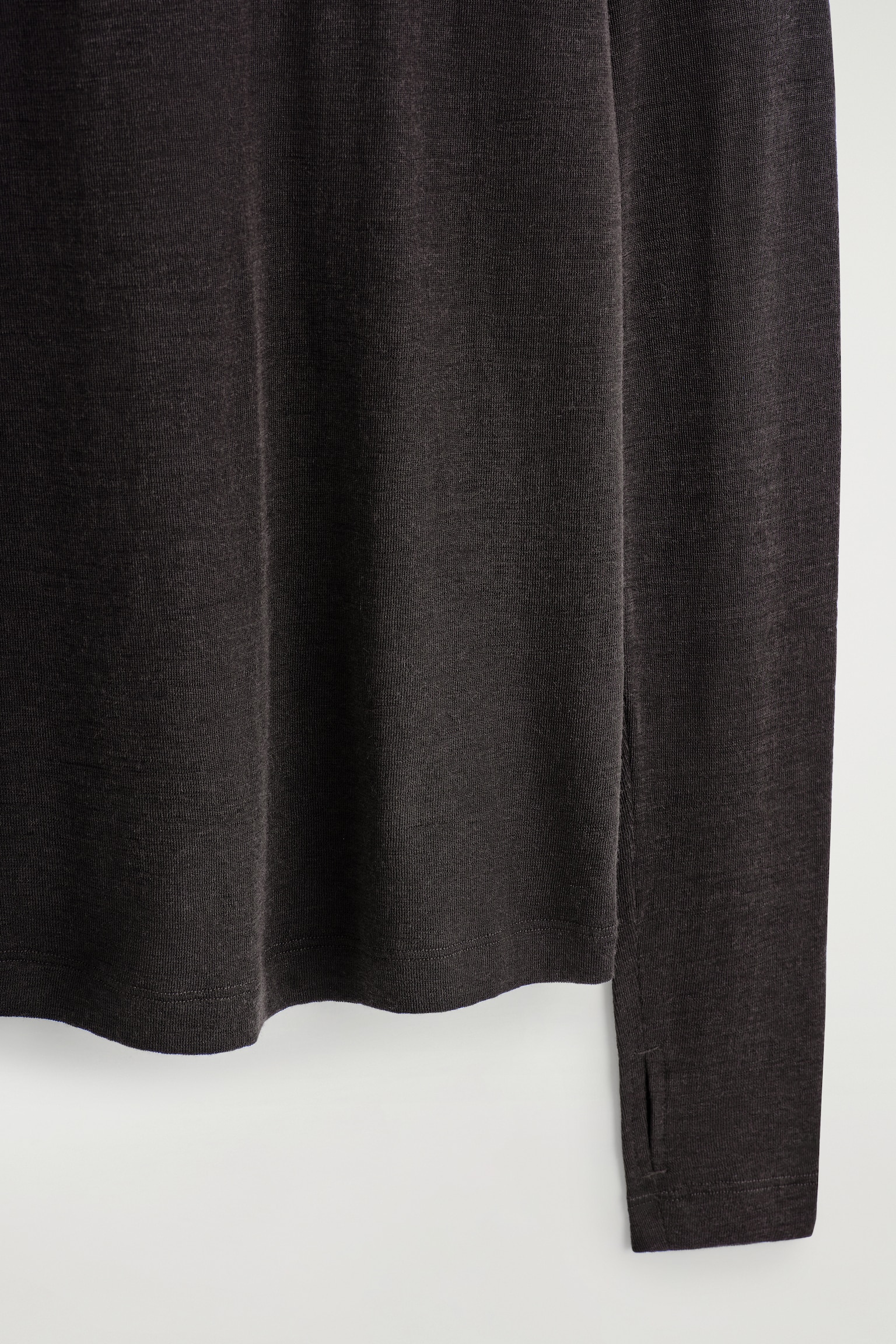 MERINO WOOL HIGH-NECK TOP - DARK BROWN/LIGHT-BEIGE MÉLANGE - 5