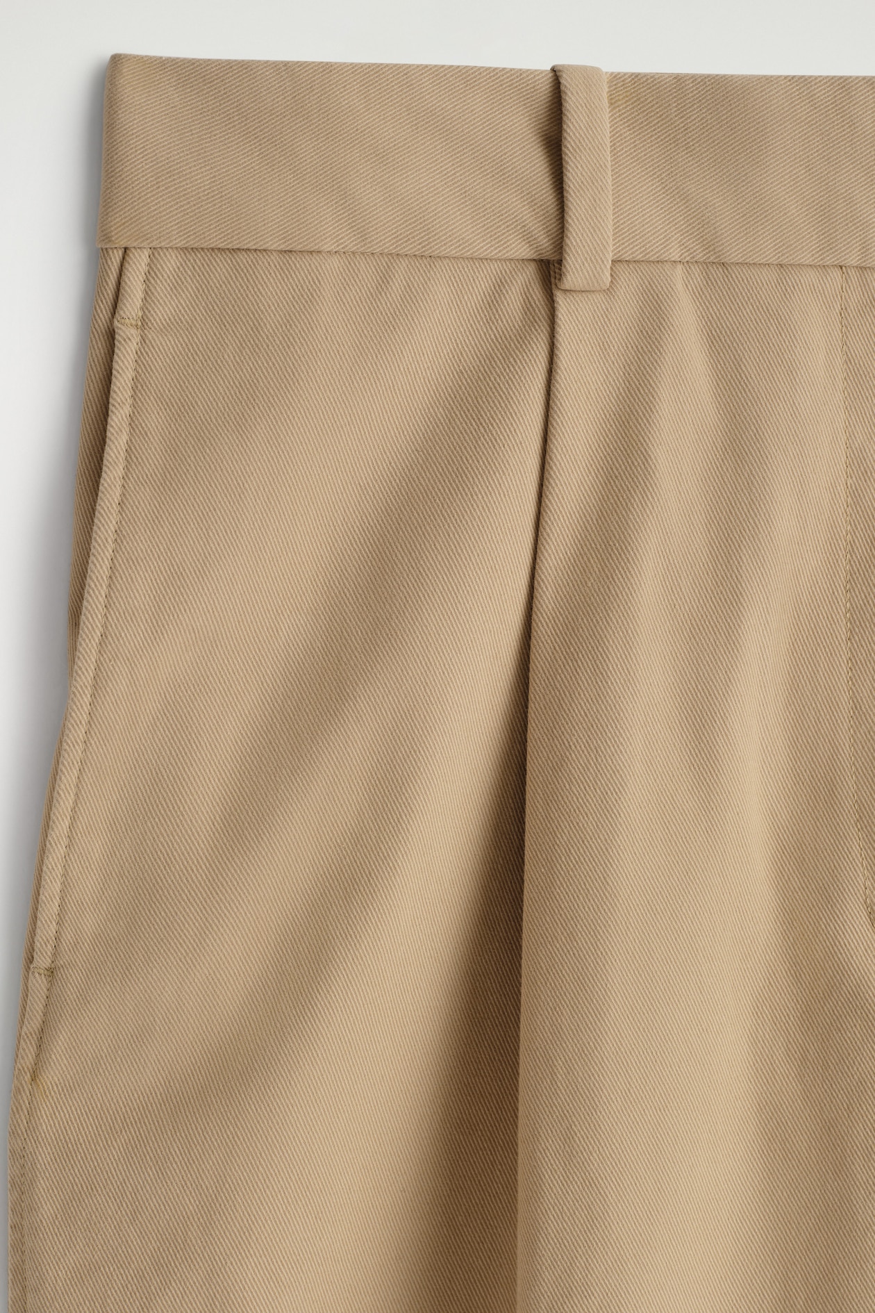 COTTON-TWILL TAPERED TROUSERS — BEIGE