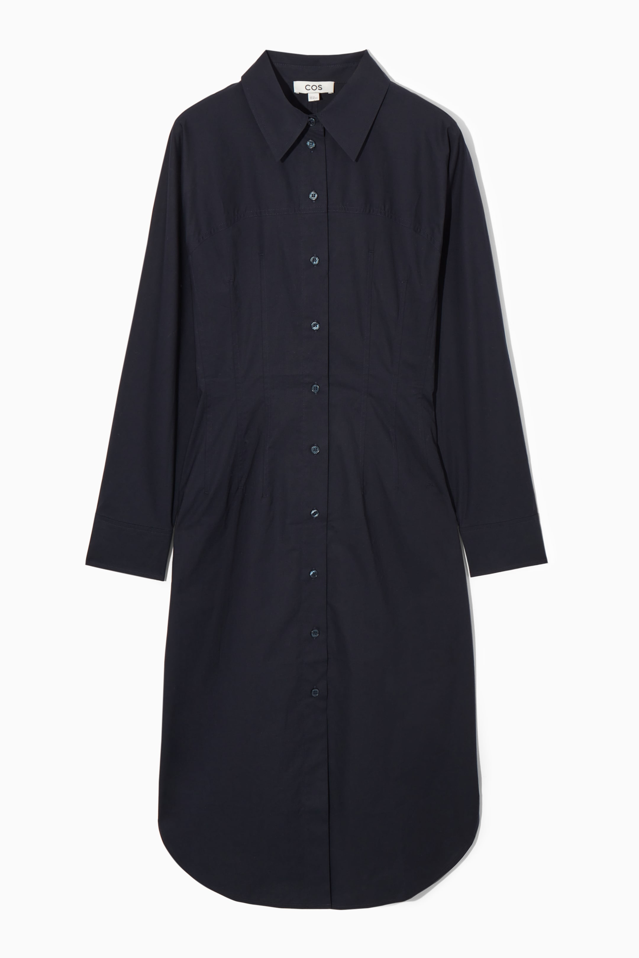 Ingrandisci l'immagine: WAISTED MIDI SHIRT DRESS - NAVY - DONNA | H&M CH 1
