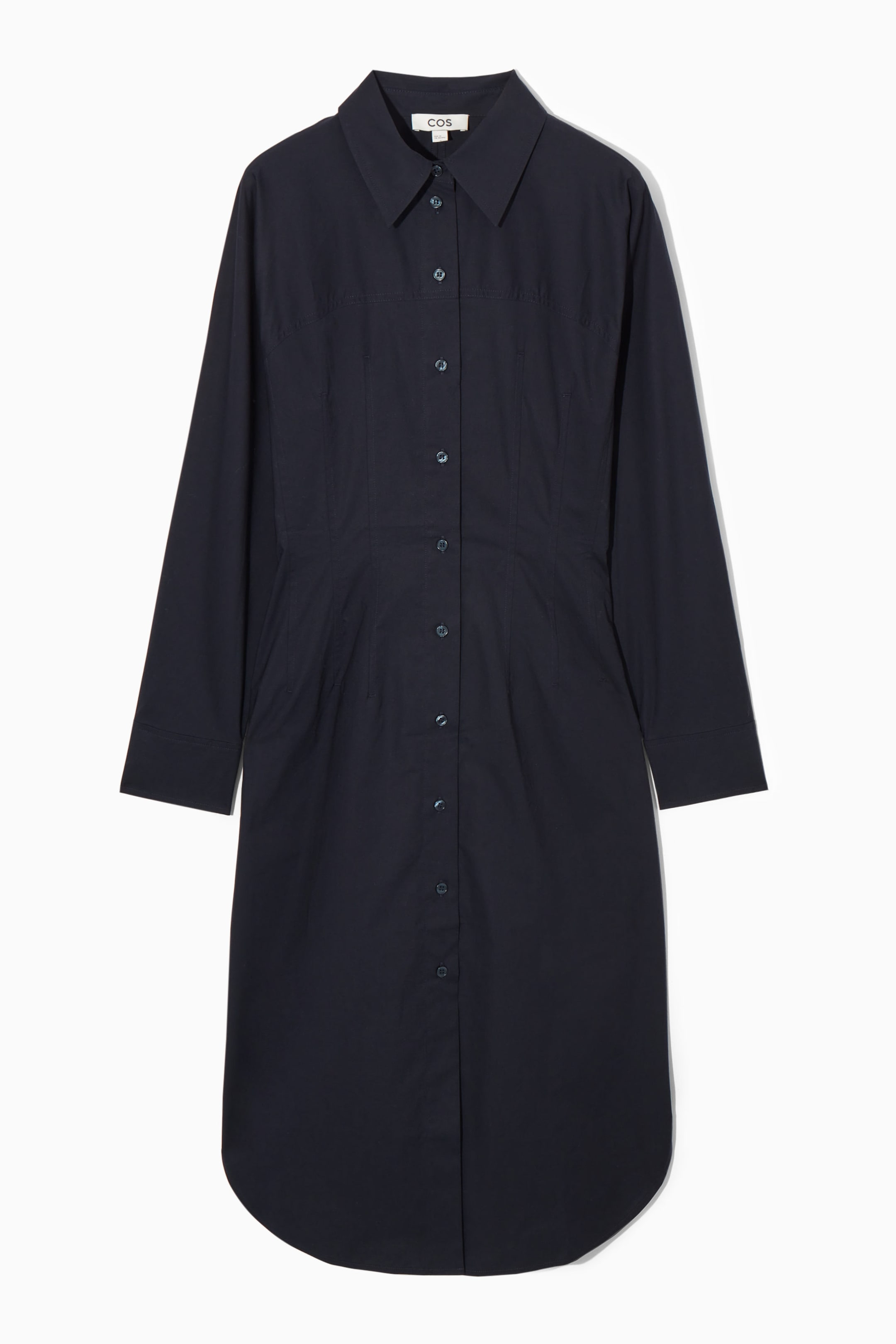 WAISTED MIDI SHIRT DRESS