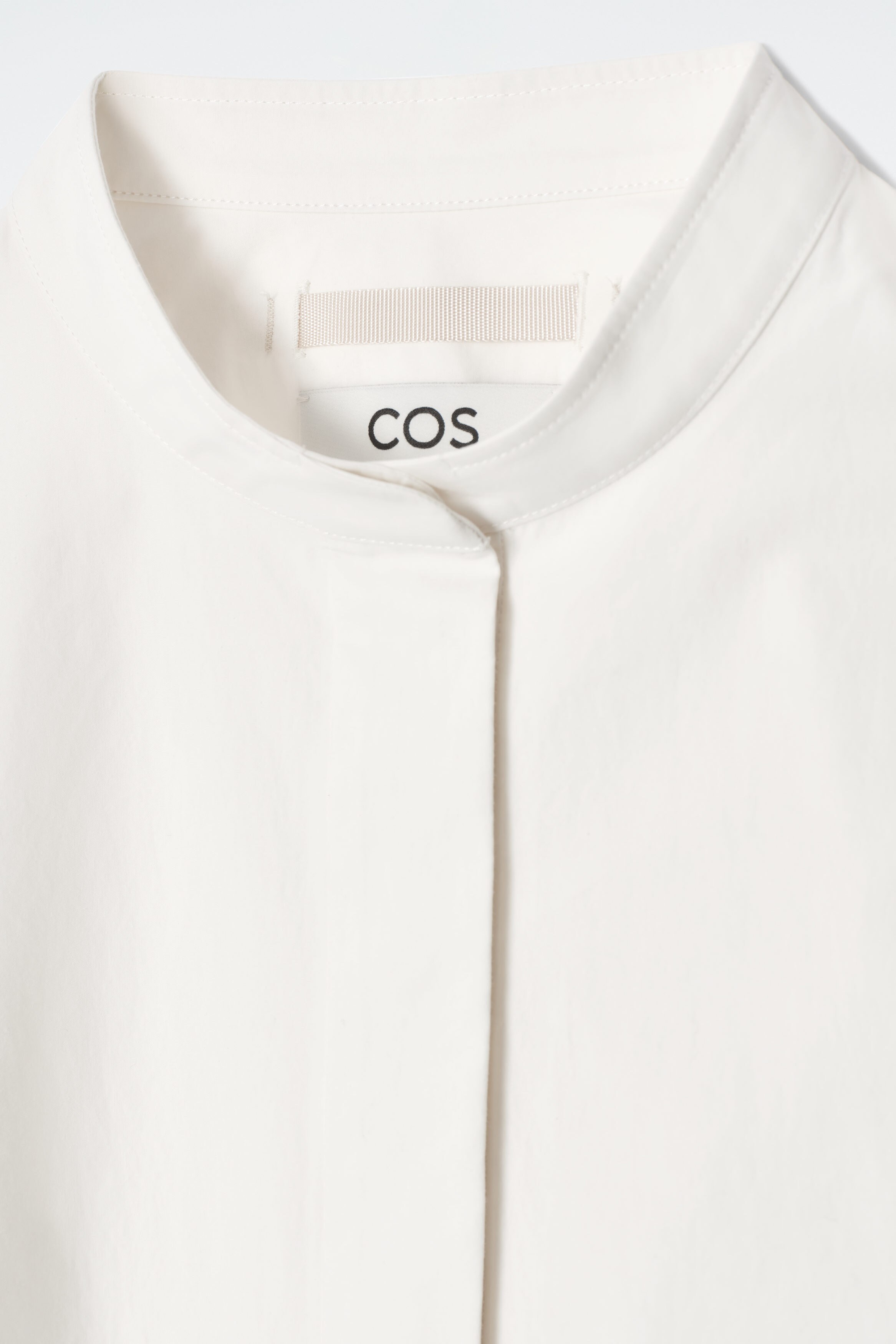 COLLARLESS HALFPLACKET SHIRT - WHITE | COS