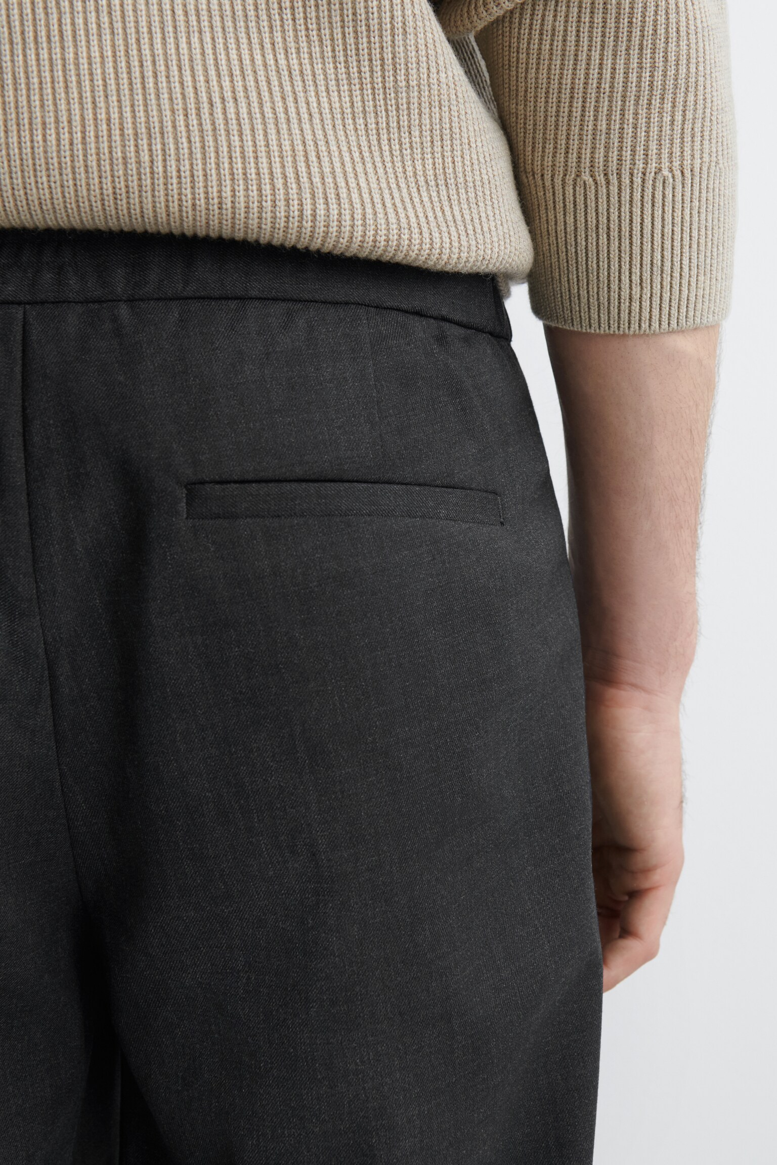 WOOL SKINNY TROUSERS - CHARCOAL - 3