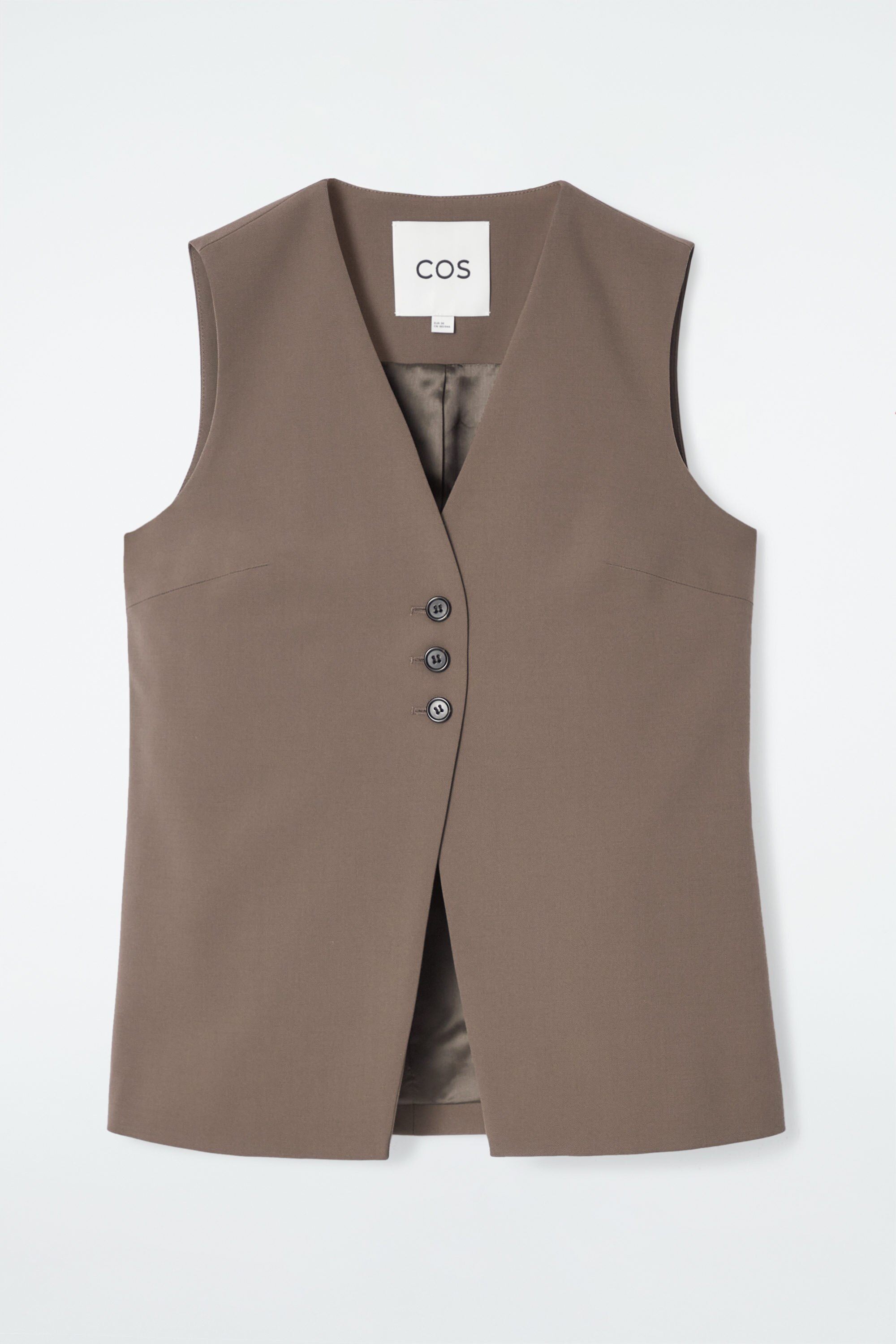 LONGLINE TAILORED TWILL VEST - MOLE | COS