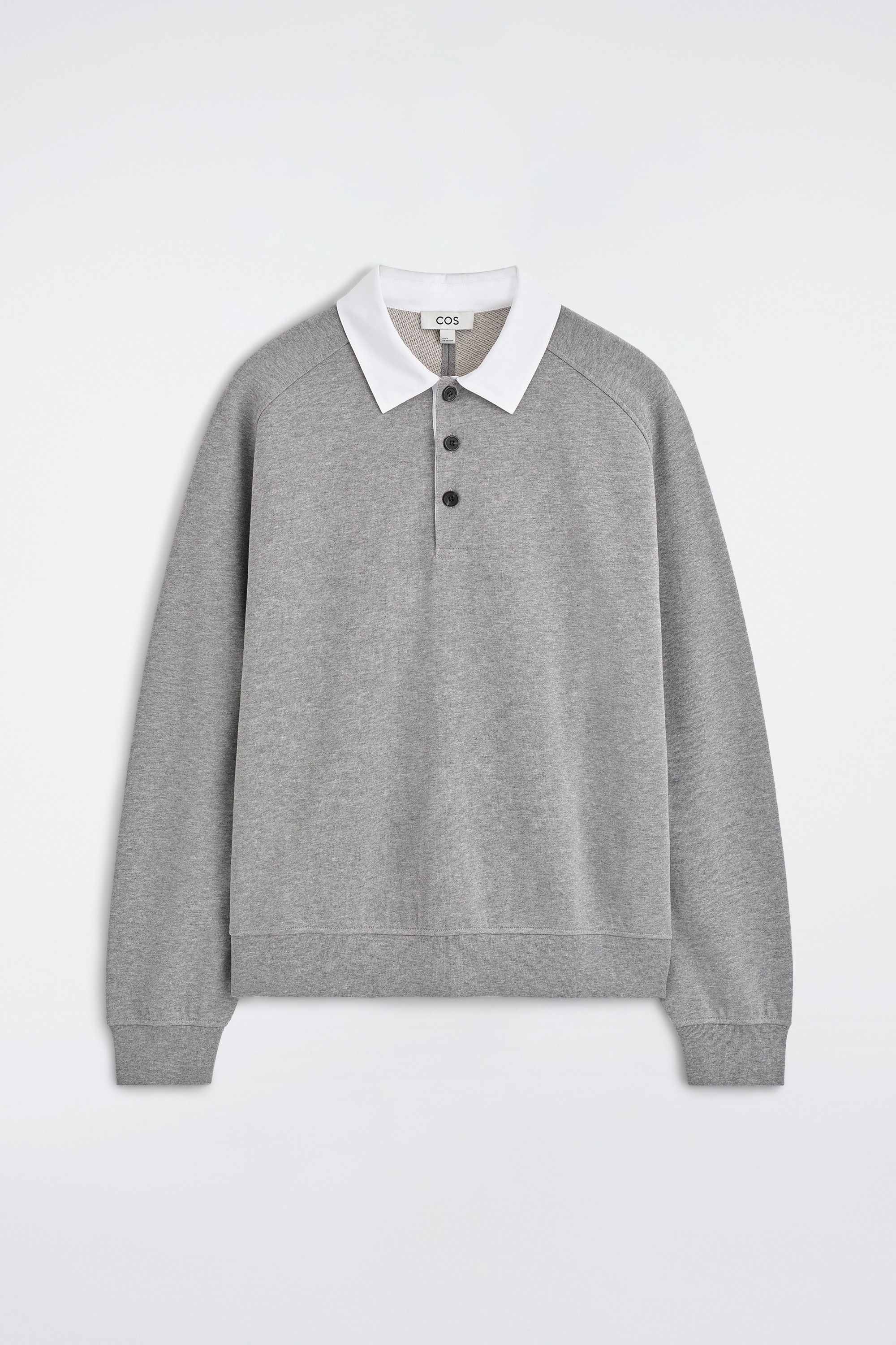 CONTRAST-COLLAR JERSEY POLO SHIRT - אפור מלנג'