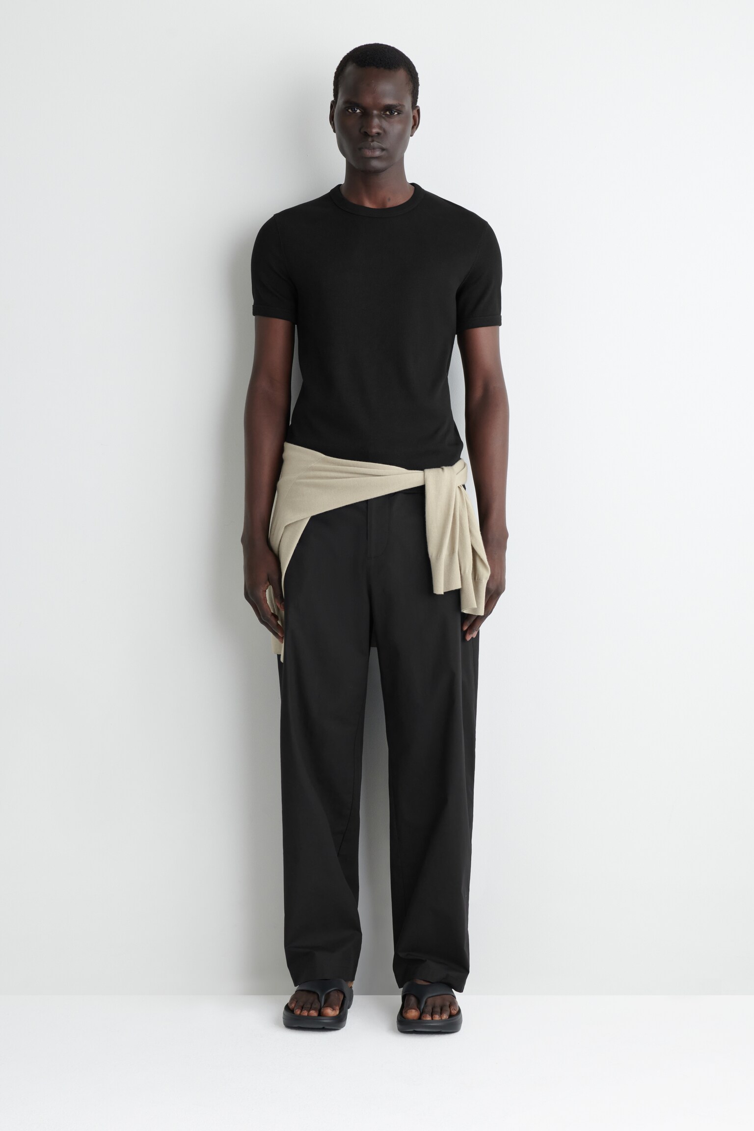 SLIM RIBBED COTTON T-SHIRT - BLACK/LIGHT GREY/WHITE/NAVY/KHAKI/DARK MOLE - 7