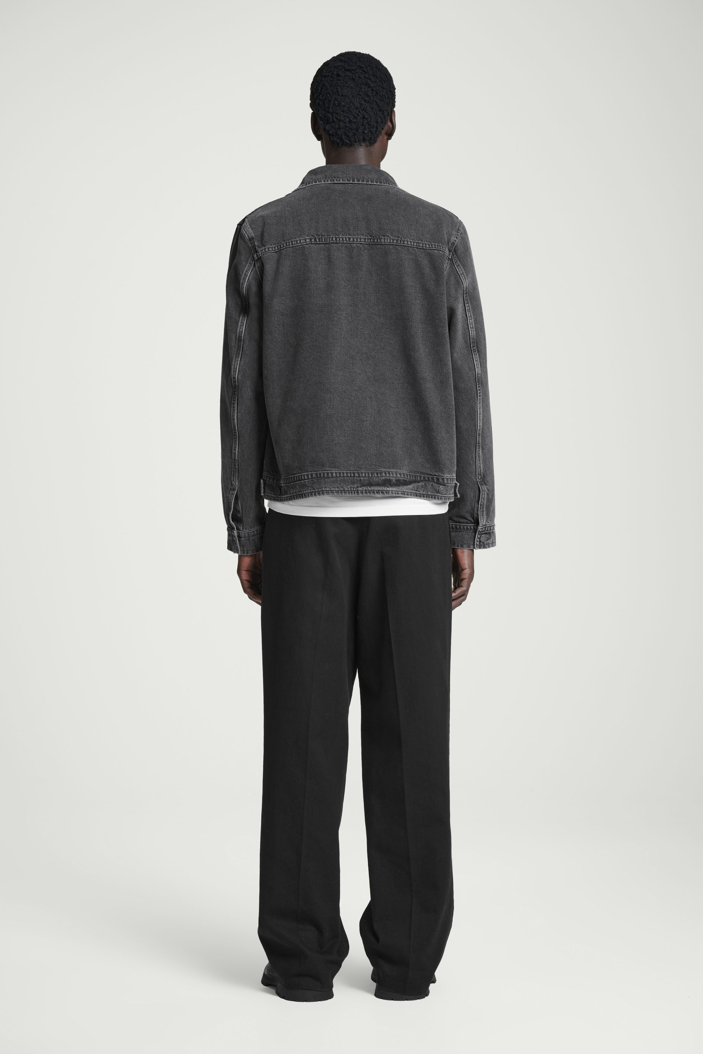 BOXY DENIM ZIP-UP JACKET - WASHED BLACK | COS