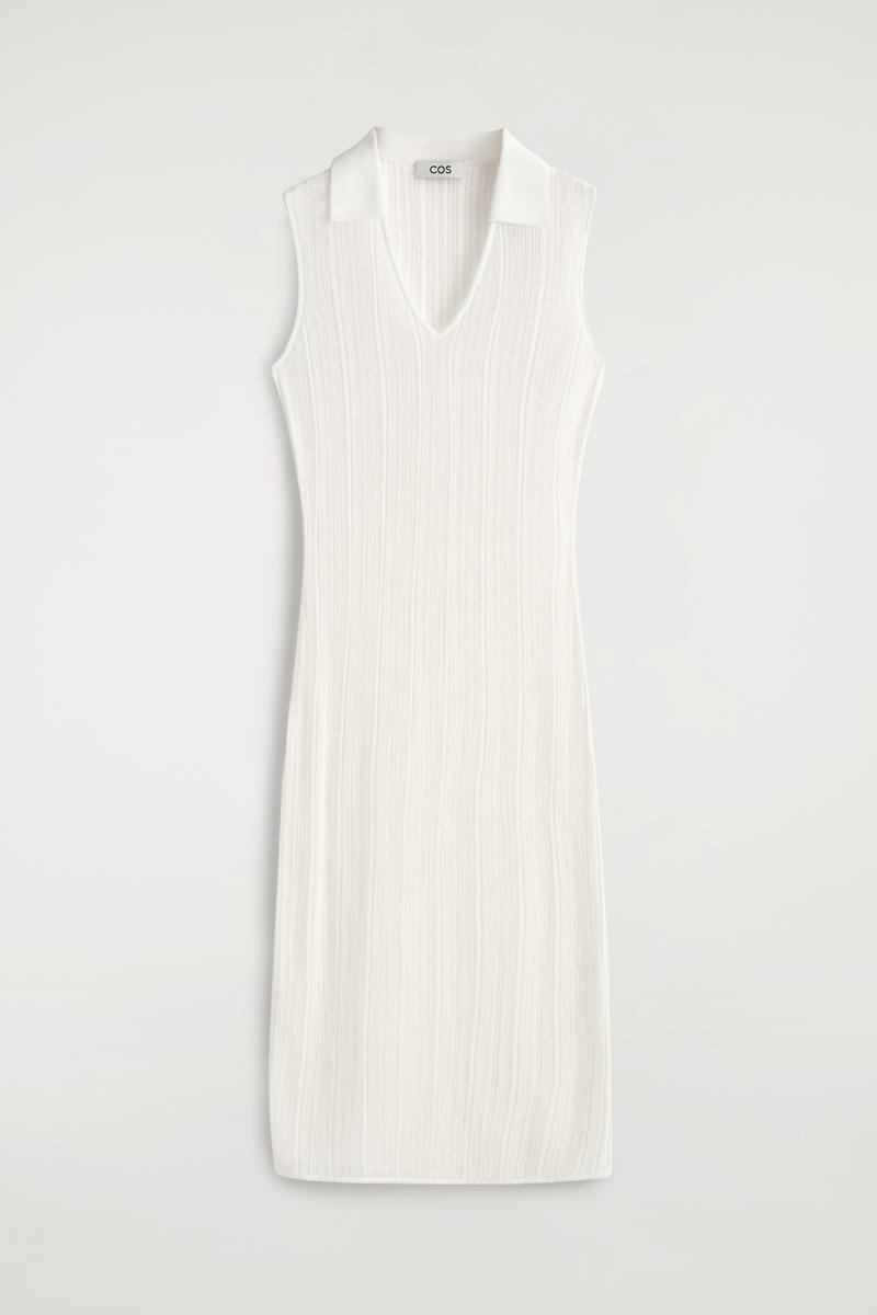 COS Sheer Lace-Knit Dress White Women's Extra Large
