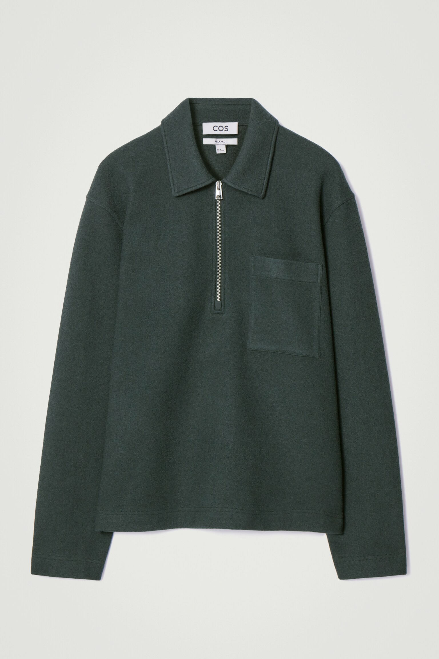 HALF-ZIP BOILED-WOOL JUMPER - DARK GREEN/RUST - 1