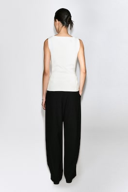 COTTON-BLEND CREPE VEST — WHITE 6