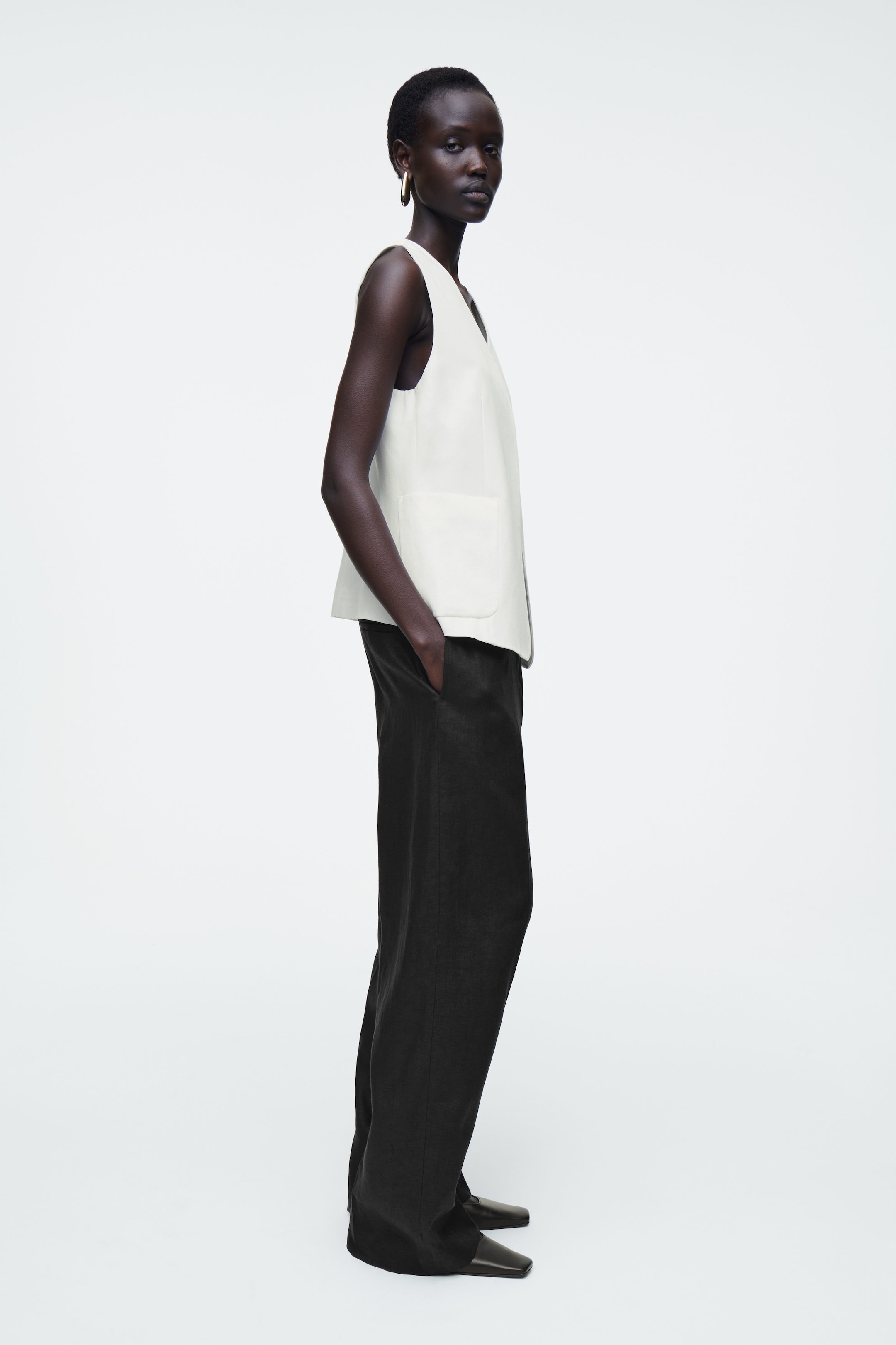 WRAP-FRONT LINEN-BLEND WAISTCOAT