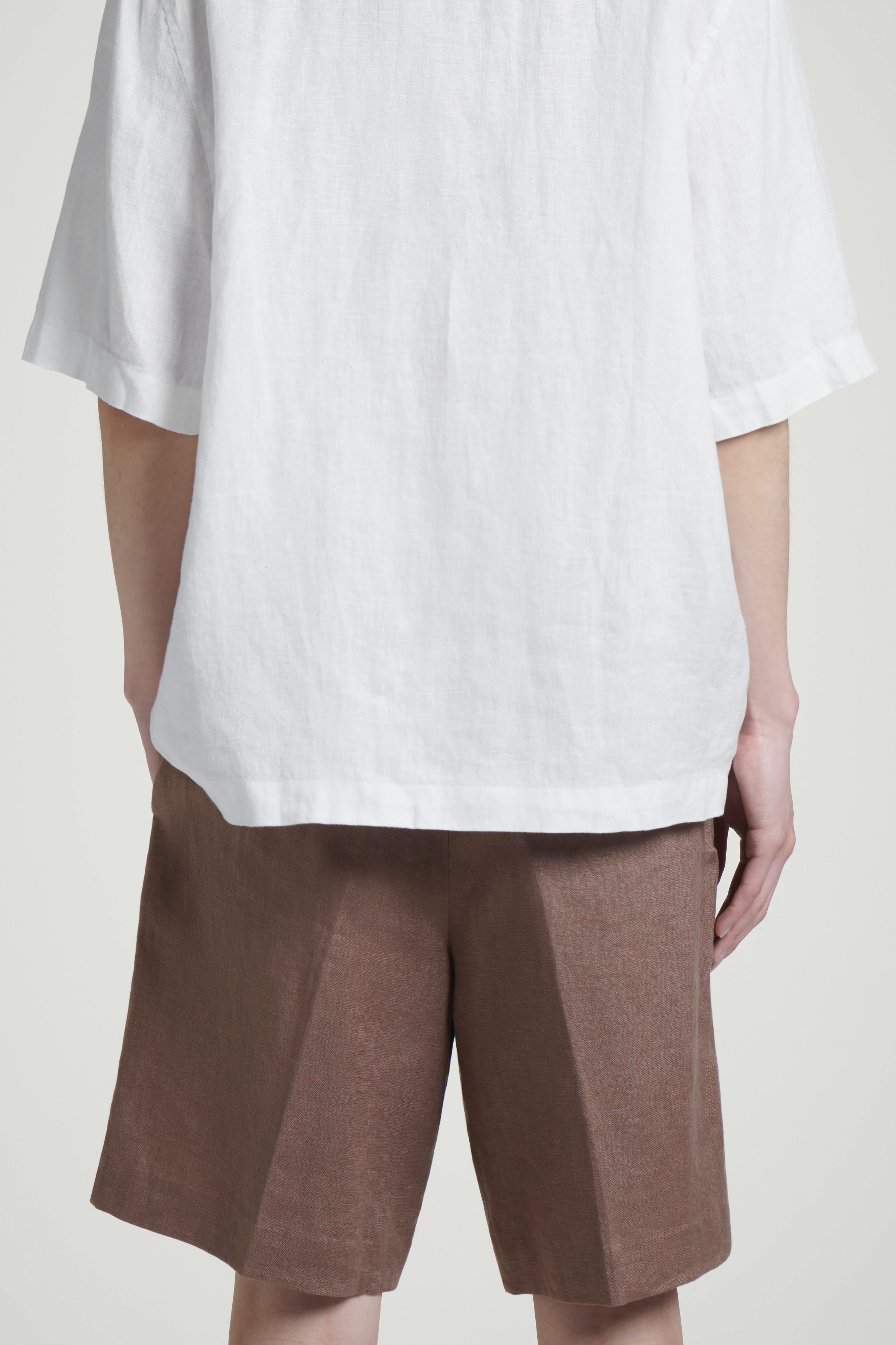 【BAON】Dio Linen Bijo Short Pants - Linen 100 Drawstring Short (Ivory Washed Linen) - Stoffa