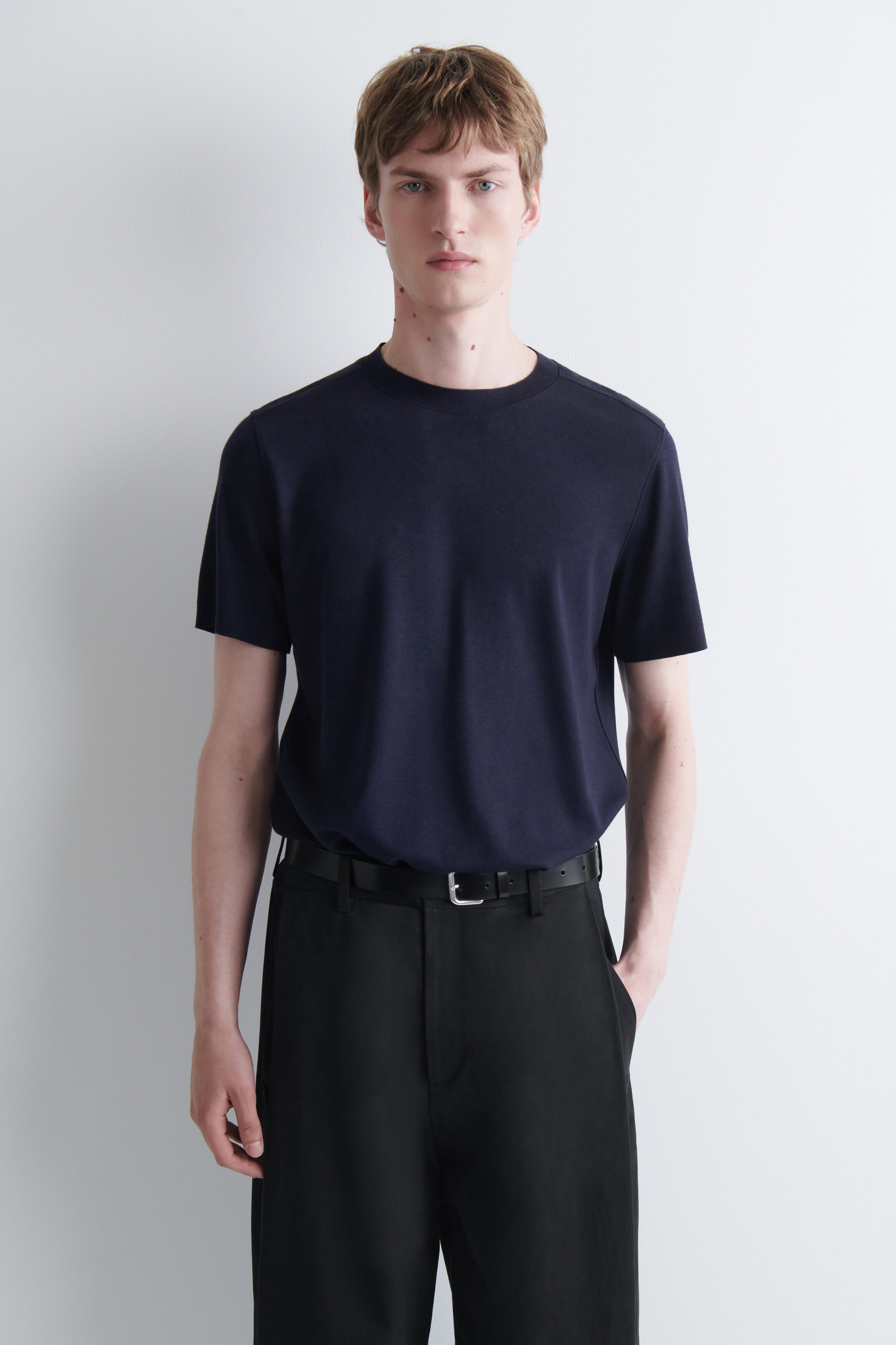 SLIM MODAL INTERLOCK-JERSEY T-SHIRT - NAVY | COS US