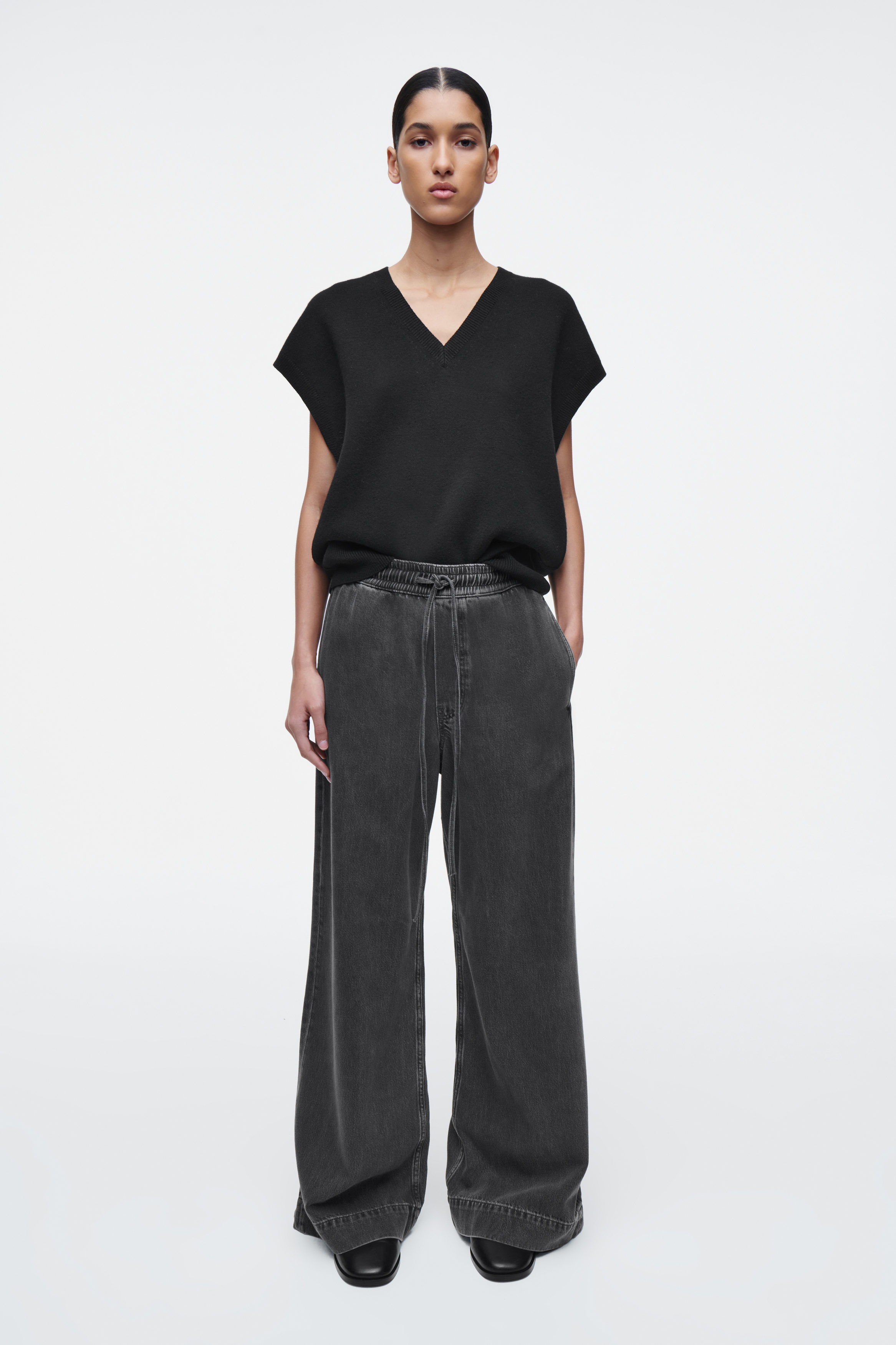【BAON】Kelkoy Black Washing Wide Denim Pants Vintage Black Jeans Women High Waist Grunge Y2k 90s