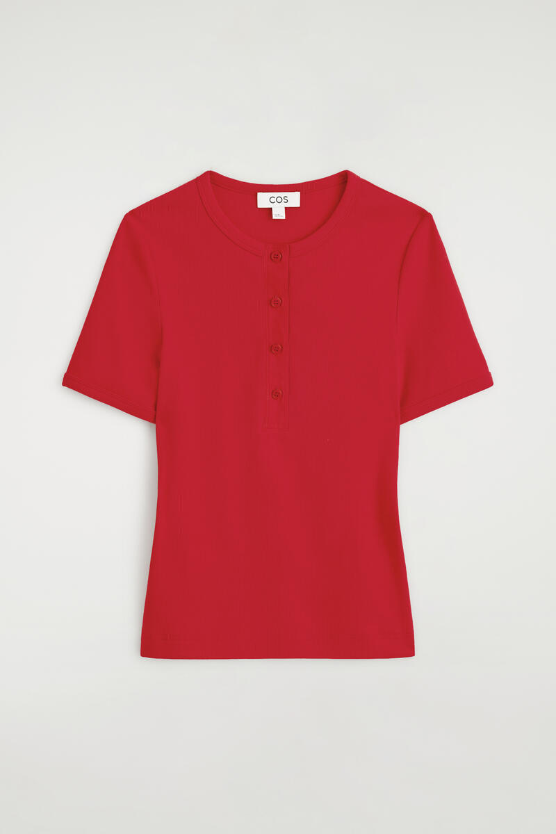 Ribbed Henley T-Shirt