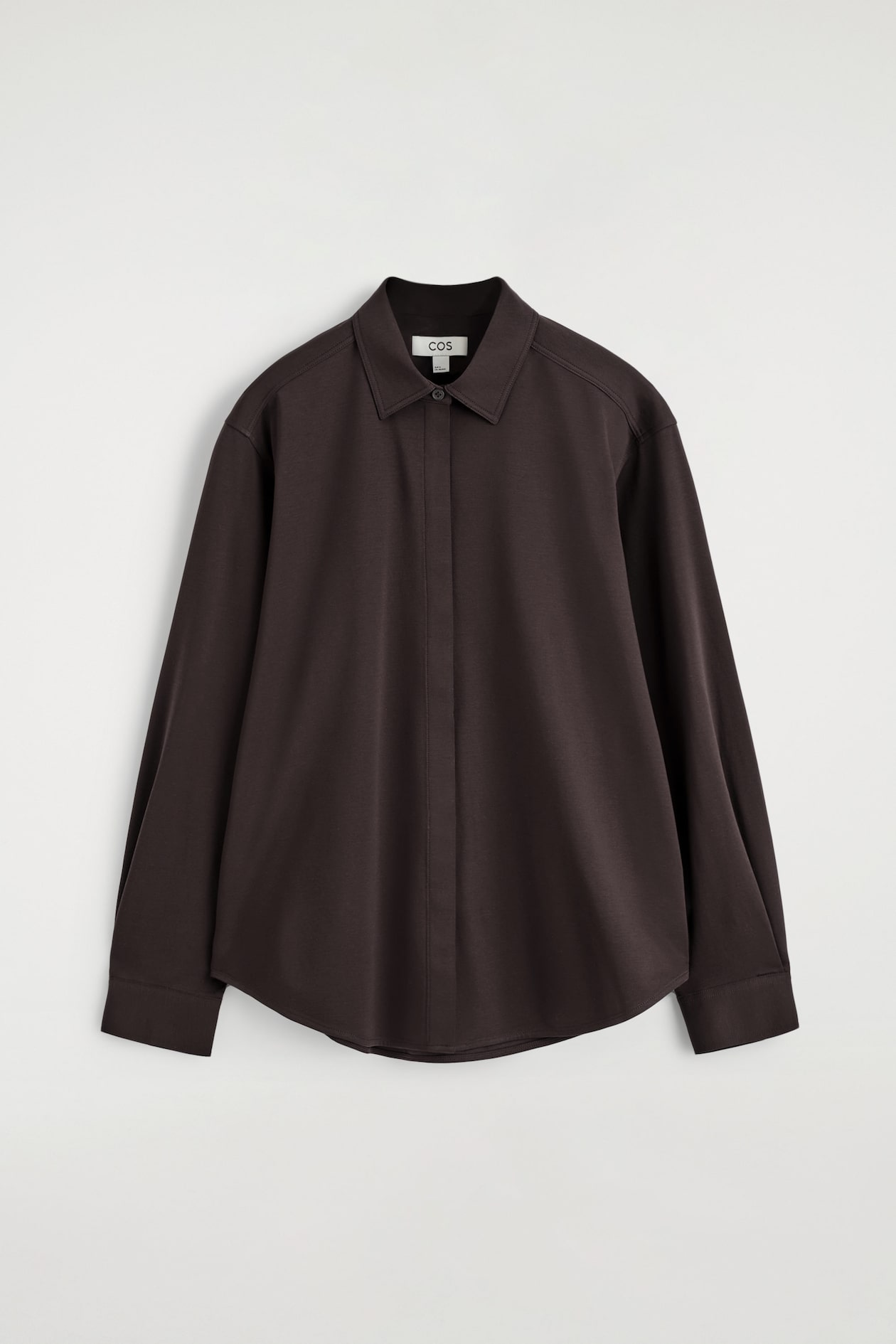 PIMA COTTON-JERSEY SHIRT — DARK BROWN
