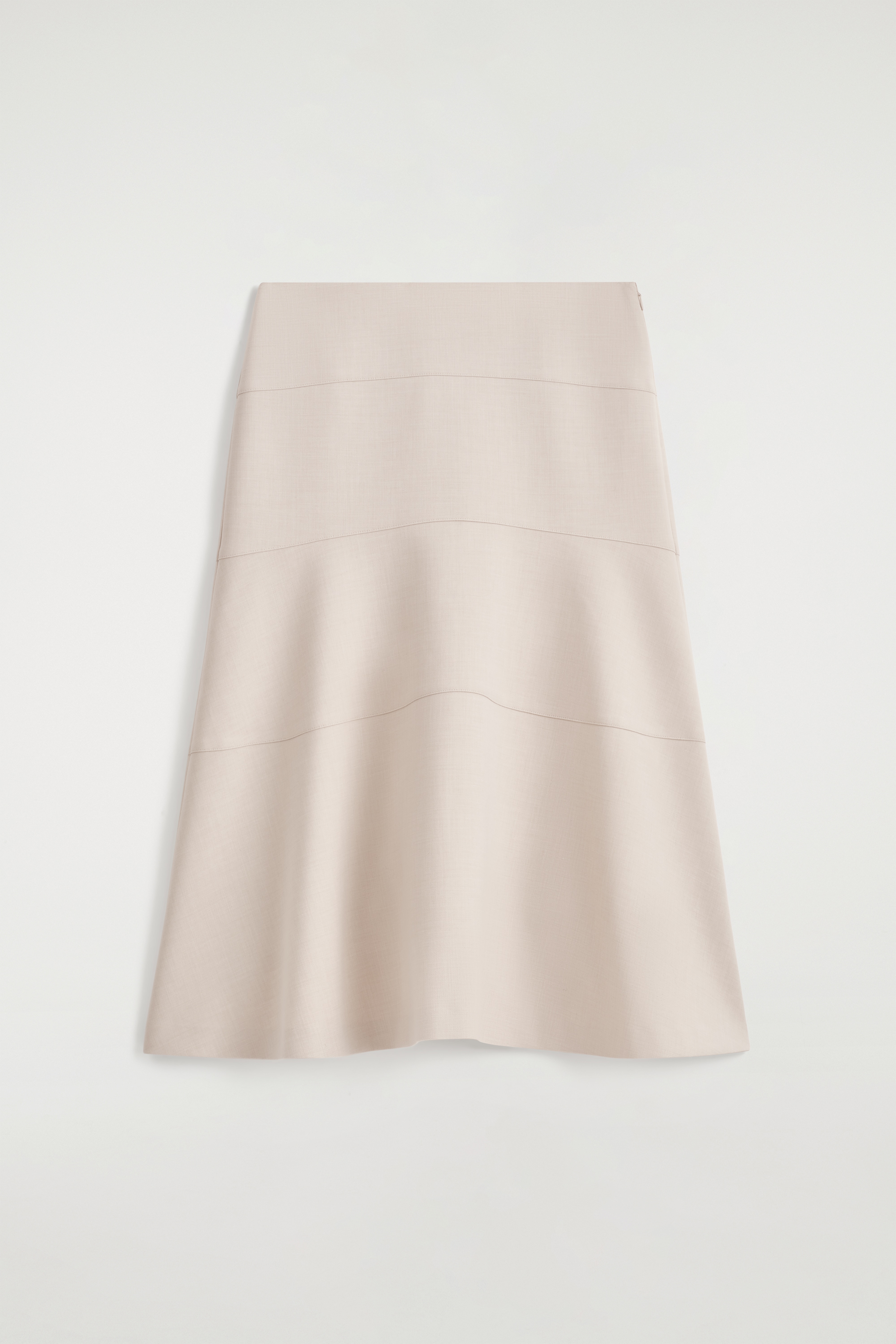 SAIA MIDI CURVA EM A - BEGE CLARO/CINZA ESCURO