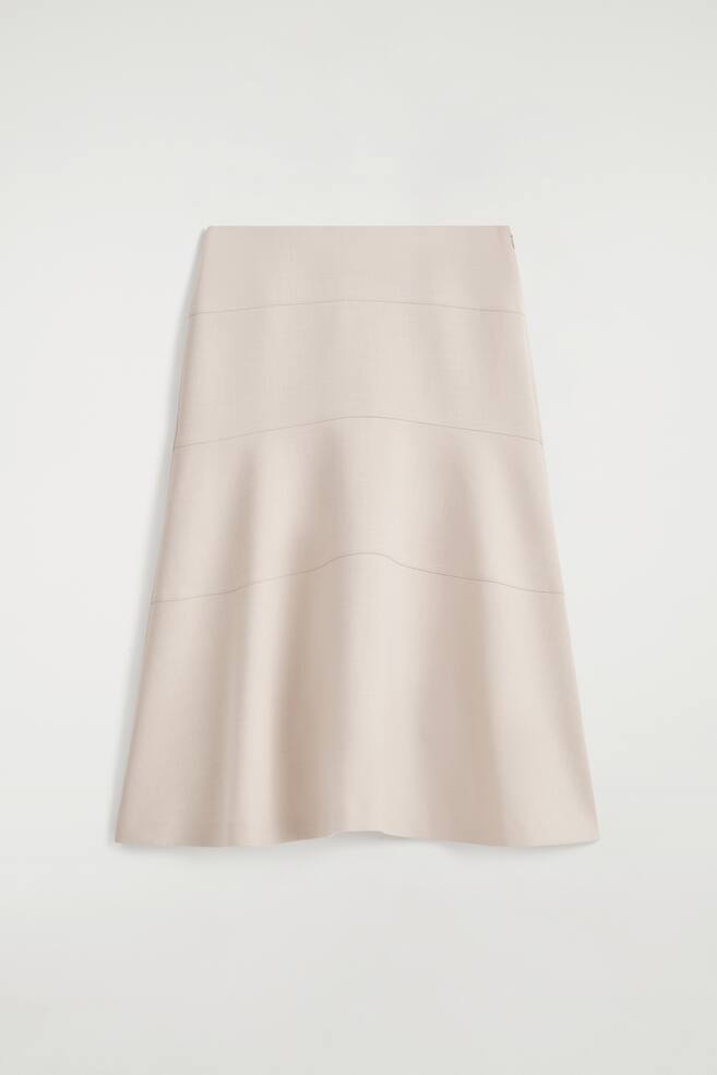 MIDI SUKŇA S ROZŠÍRENÝM STRIHOM - SVETLÁ BÉŽOVÁ/DARK GREY - 1