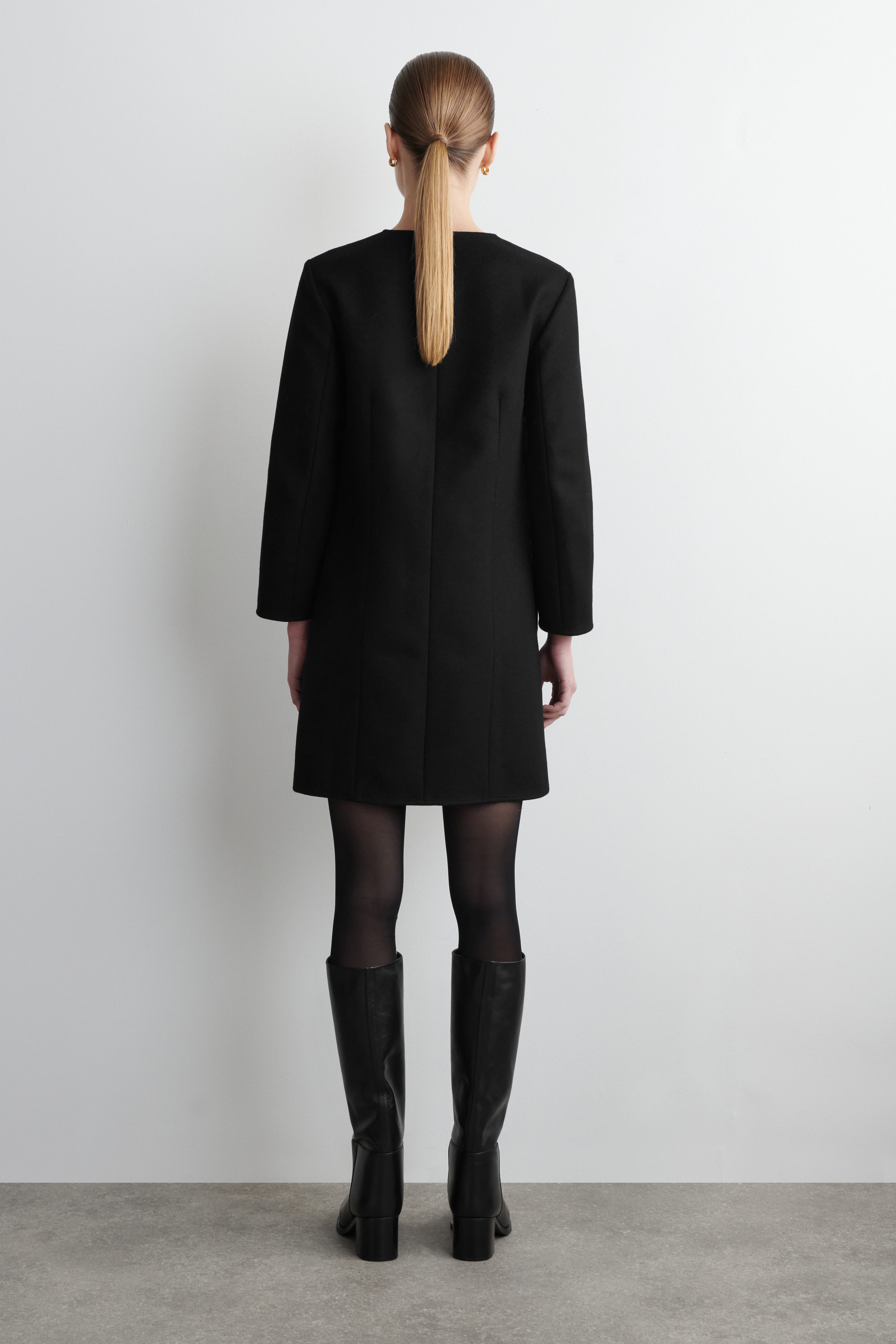 LONG-SLEEVED WOOL MINI DRESS - BLACK | COS US