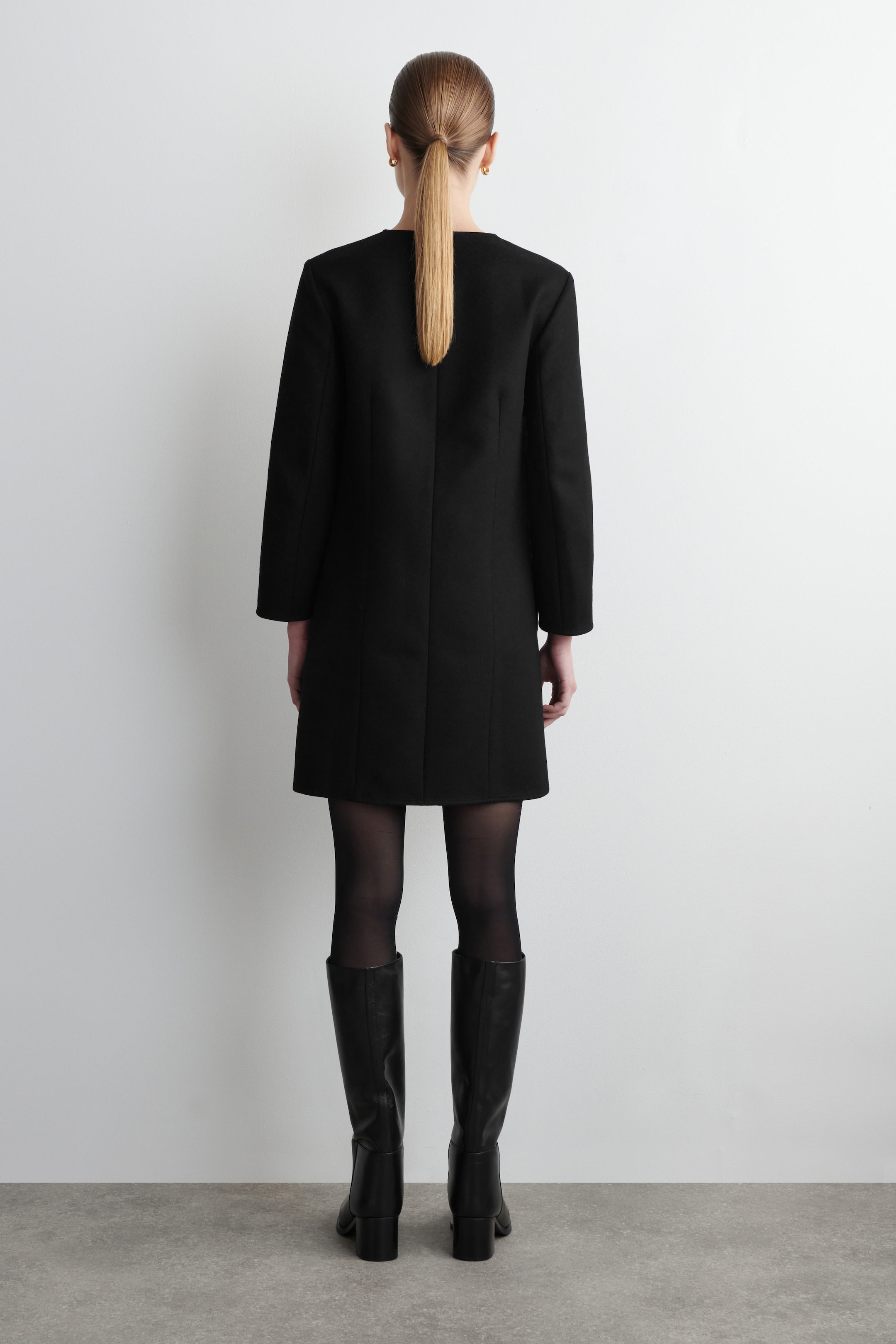 LONG-SLEEVED WOOL MINI DRESS