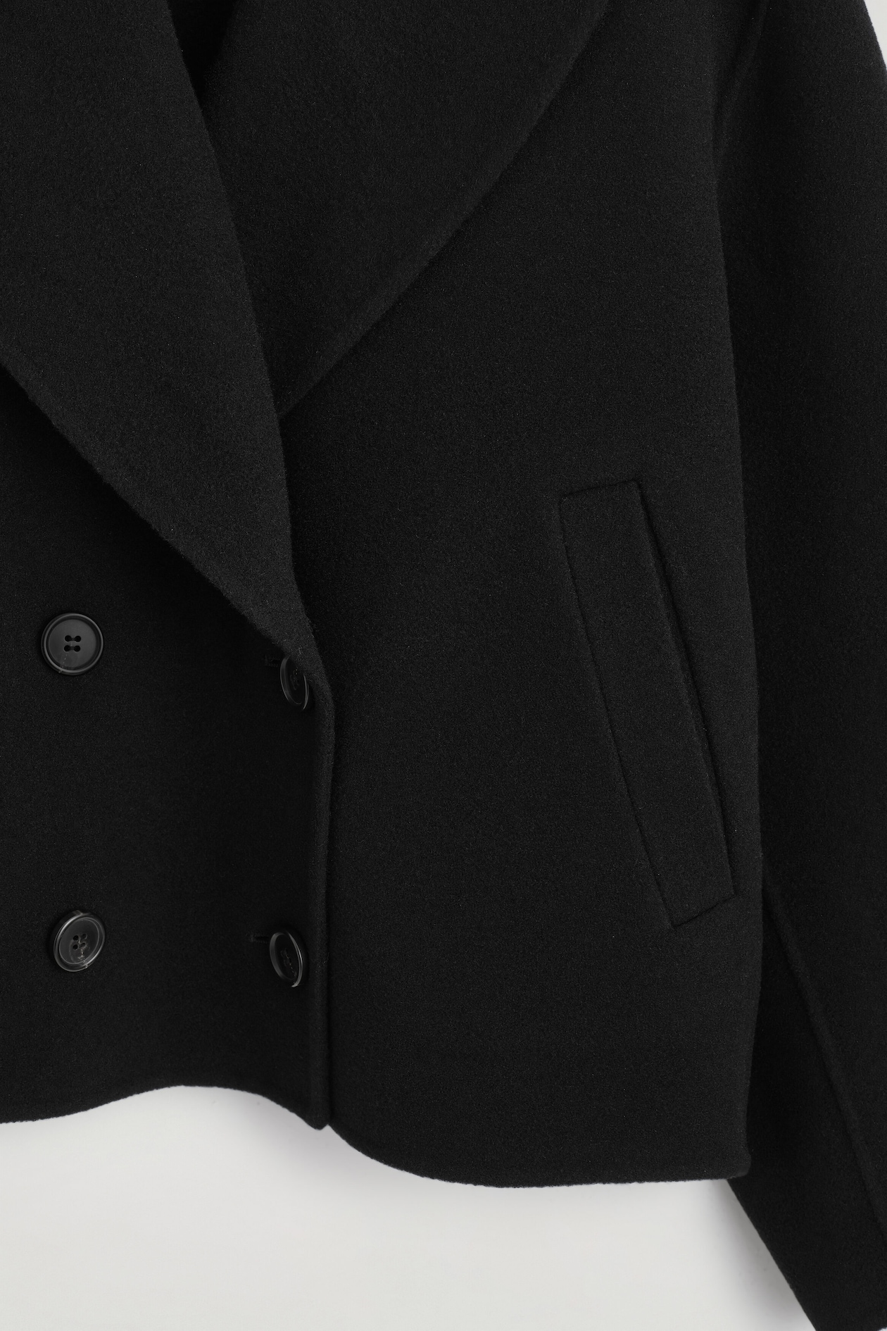 OVERSIZED DOUBLE-FACED WOOL JACKET — BLACK