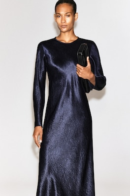 SATIN LONG-SLEEVED MAXI DRESS — MIDNIGHT BLUE 5