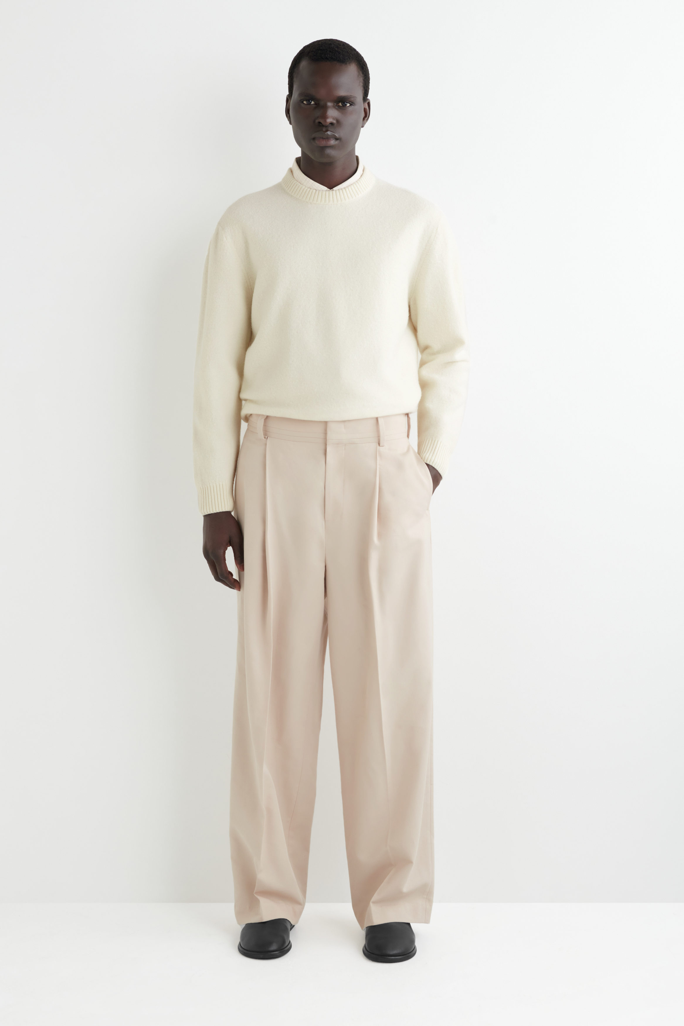 PLEATED WIDE-LEG TROUSERS - LIGHT BEIGE | COS