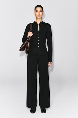 MERINO WOOL BLEND STRAIGHT-LEG PANTS — BLACK 2