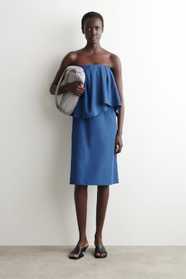 LAYERED BANDEAU MIDI DRESS — INK 1