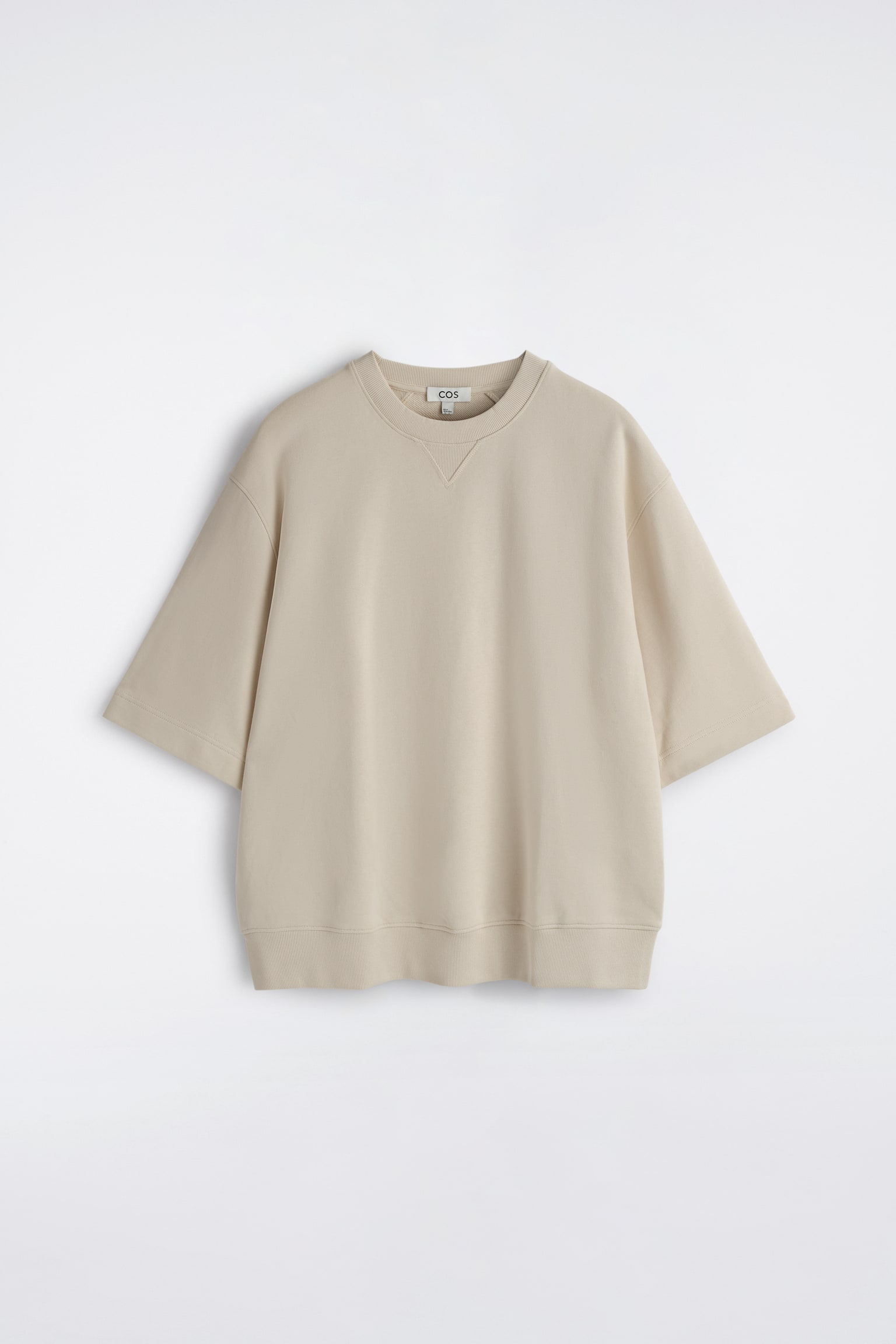 SUDADERA OVERSIZE DE MANGA CORTA - BEIGE CLARO - 2
