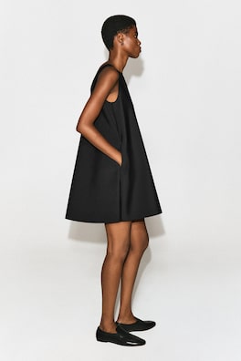 SCUBA A-LINE MINI DRESS — BLACK 4
