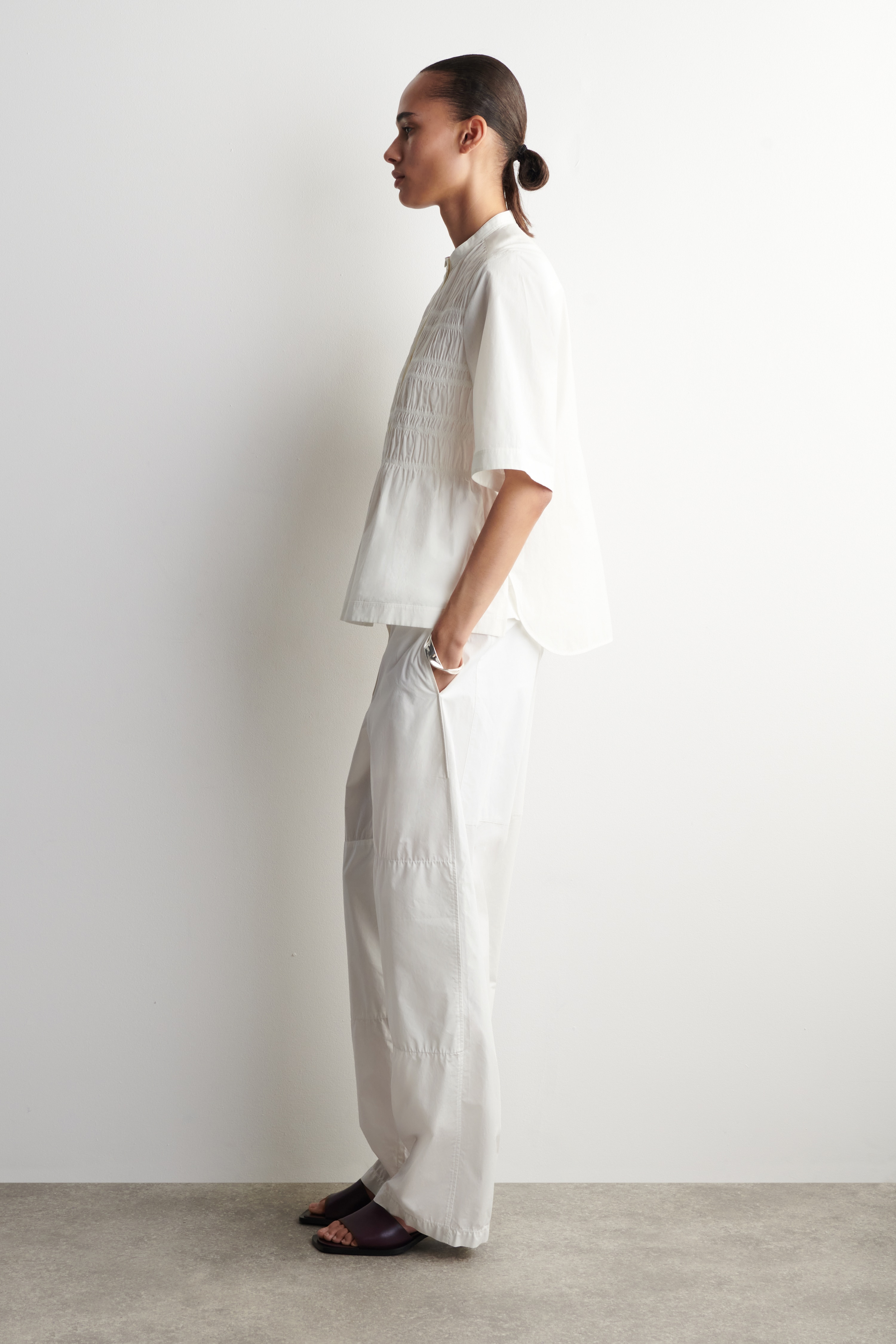 RUCHED COTTON BLOUSE