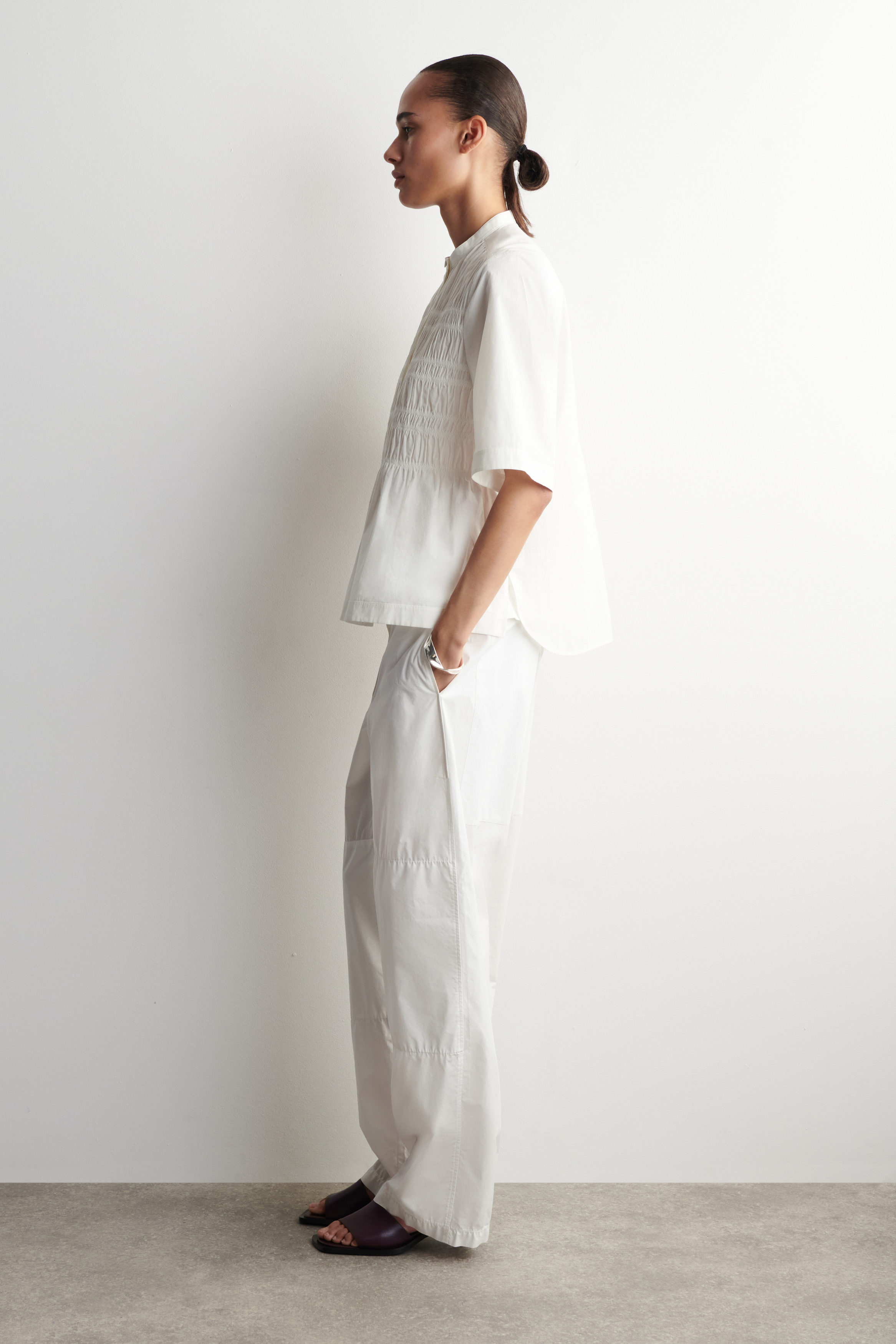 RUCHED COTTON BLOUSE - WHITE | COS US