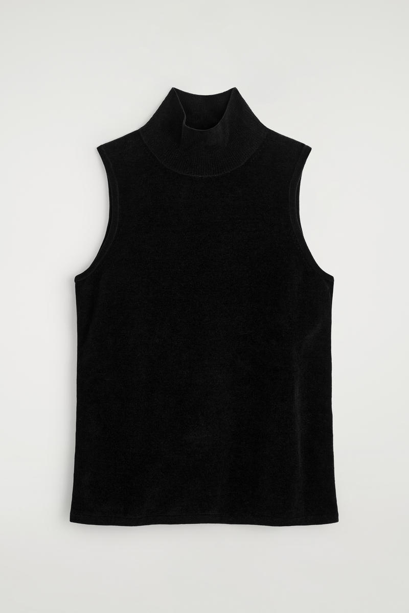 Cos Chenille Mock-neck Vest In Black
