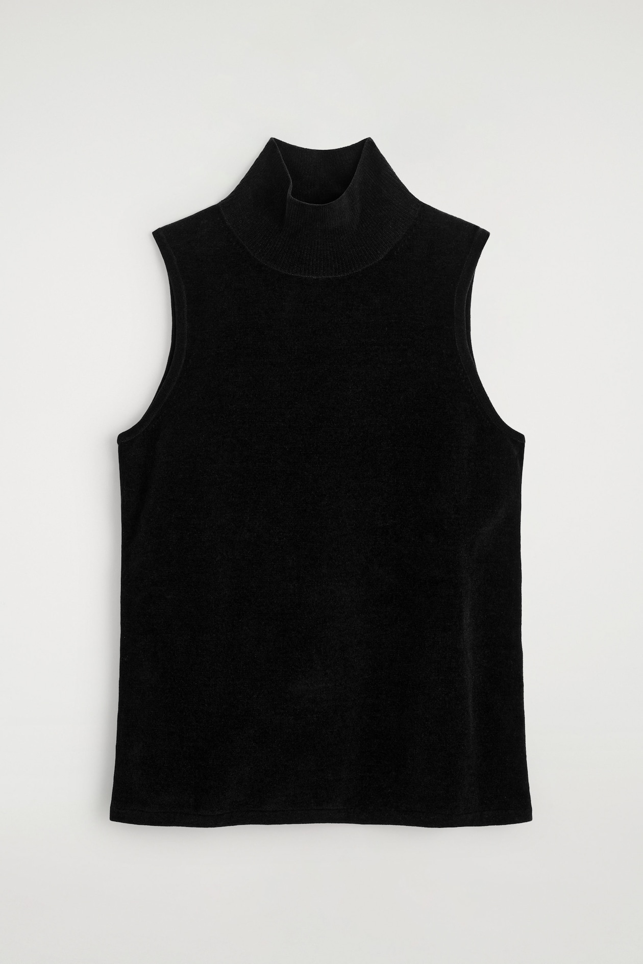 CHENILLE MOCK-NECK VEST — BLACK