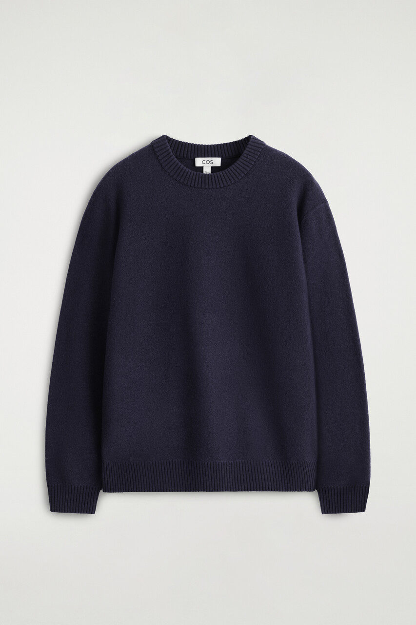 BOILED-WOOL CREW-NECK SWEATER - NAVY | COS US