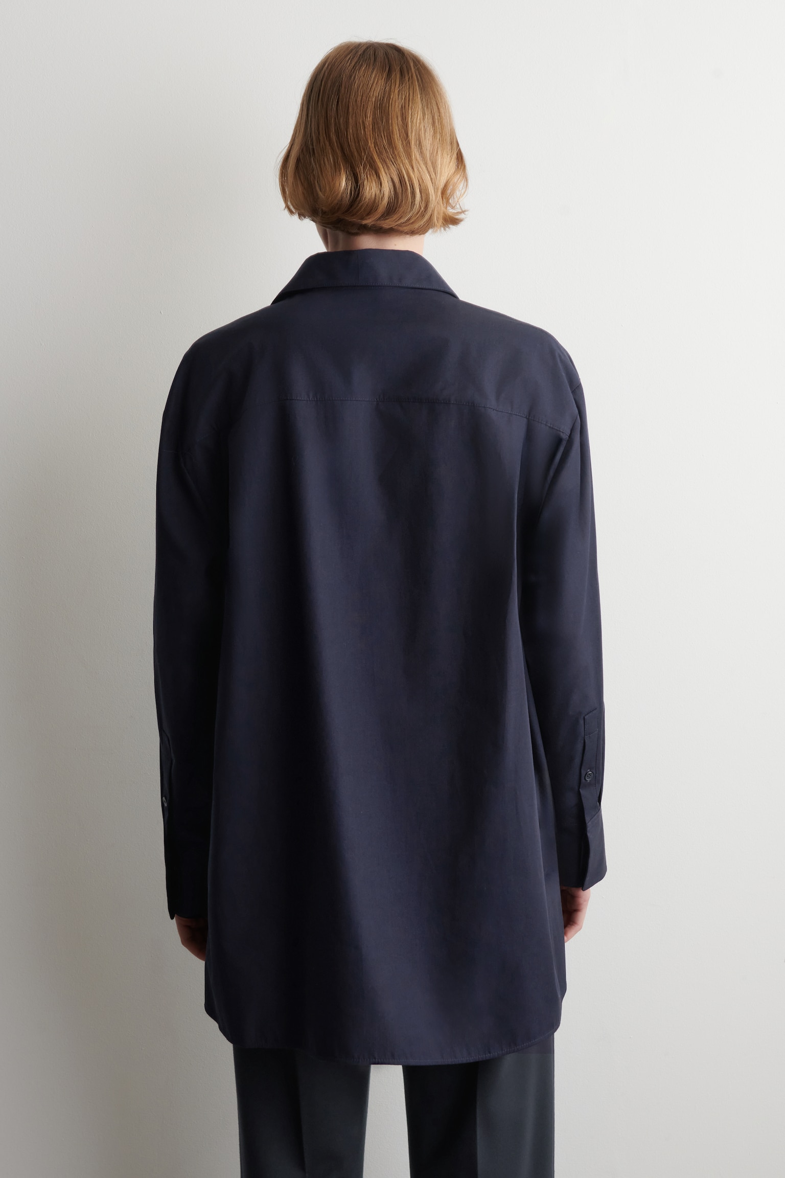 TAILORED COTTON SHIRT - NAVY/WHITE - 7