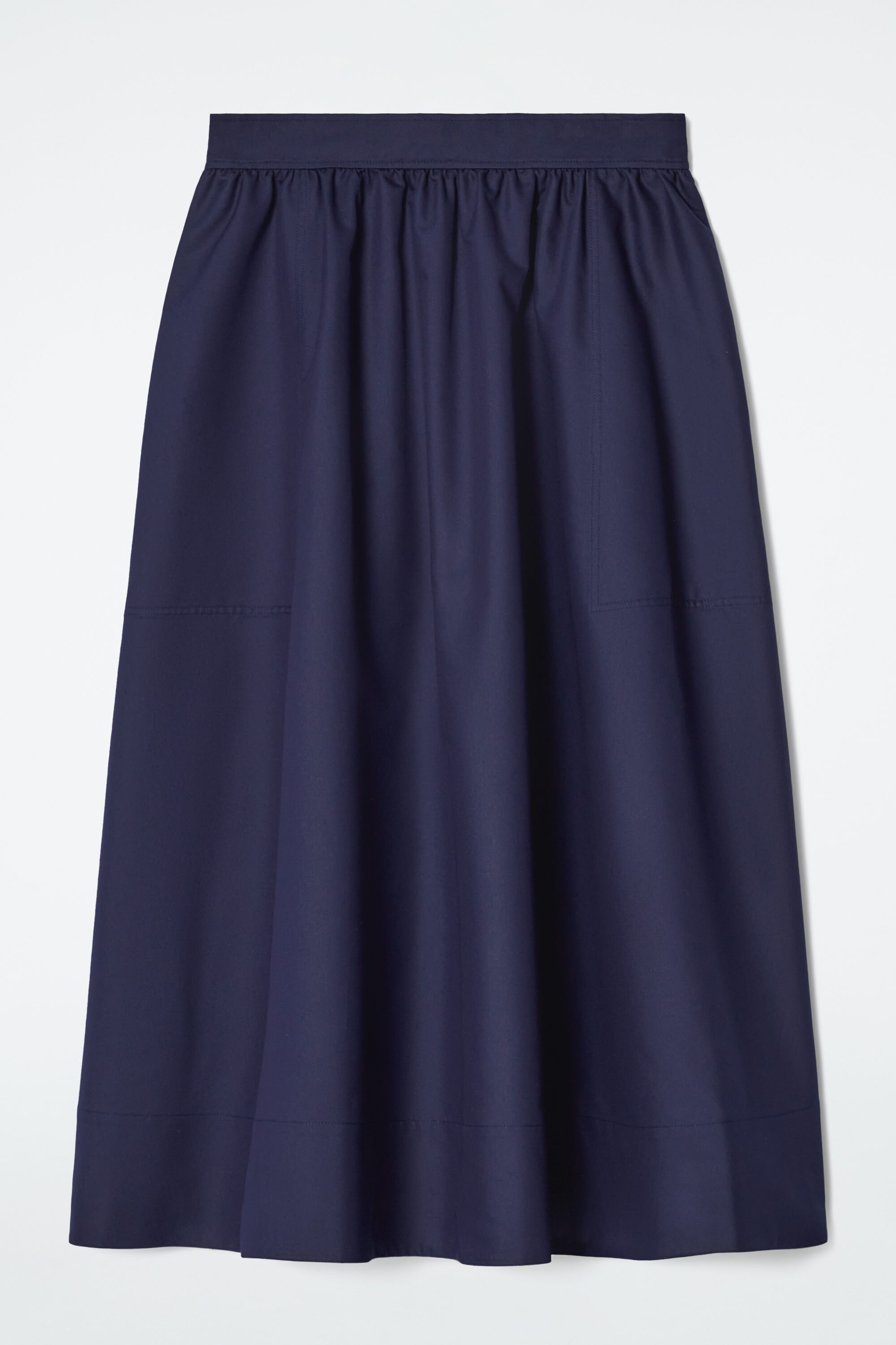 GATHERED A-LINE MIDI SKIRT - NAVY | COS