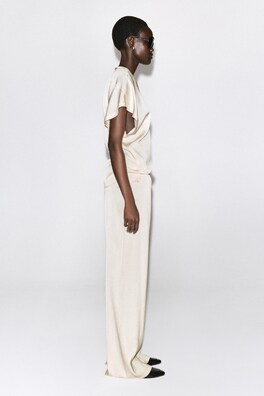 ELASTICATED CREPE STRAIGHT-LEG PANTS — IVORY 4