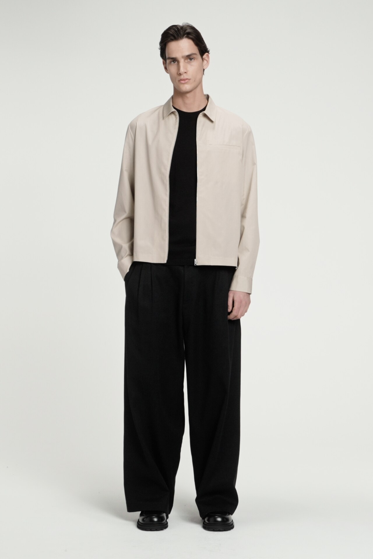 ZIPPED TWILL SHIRT - BEIGE | COS