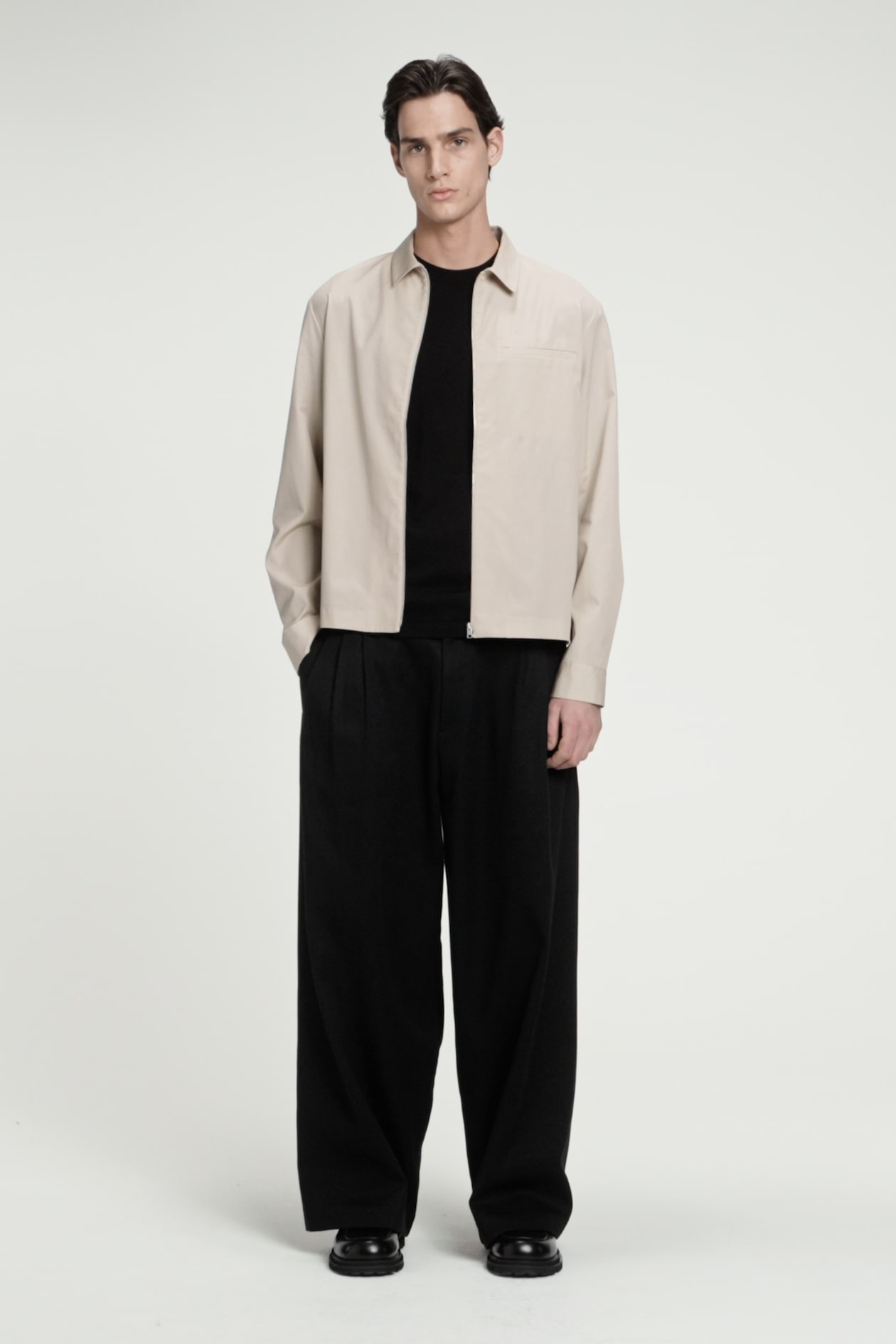 ZIP-UP TWILL OVERSHIRT