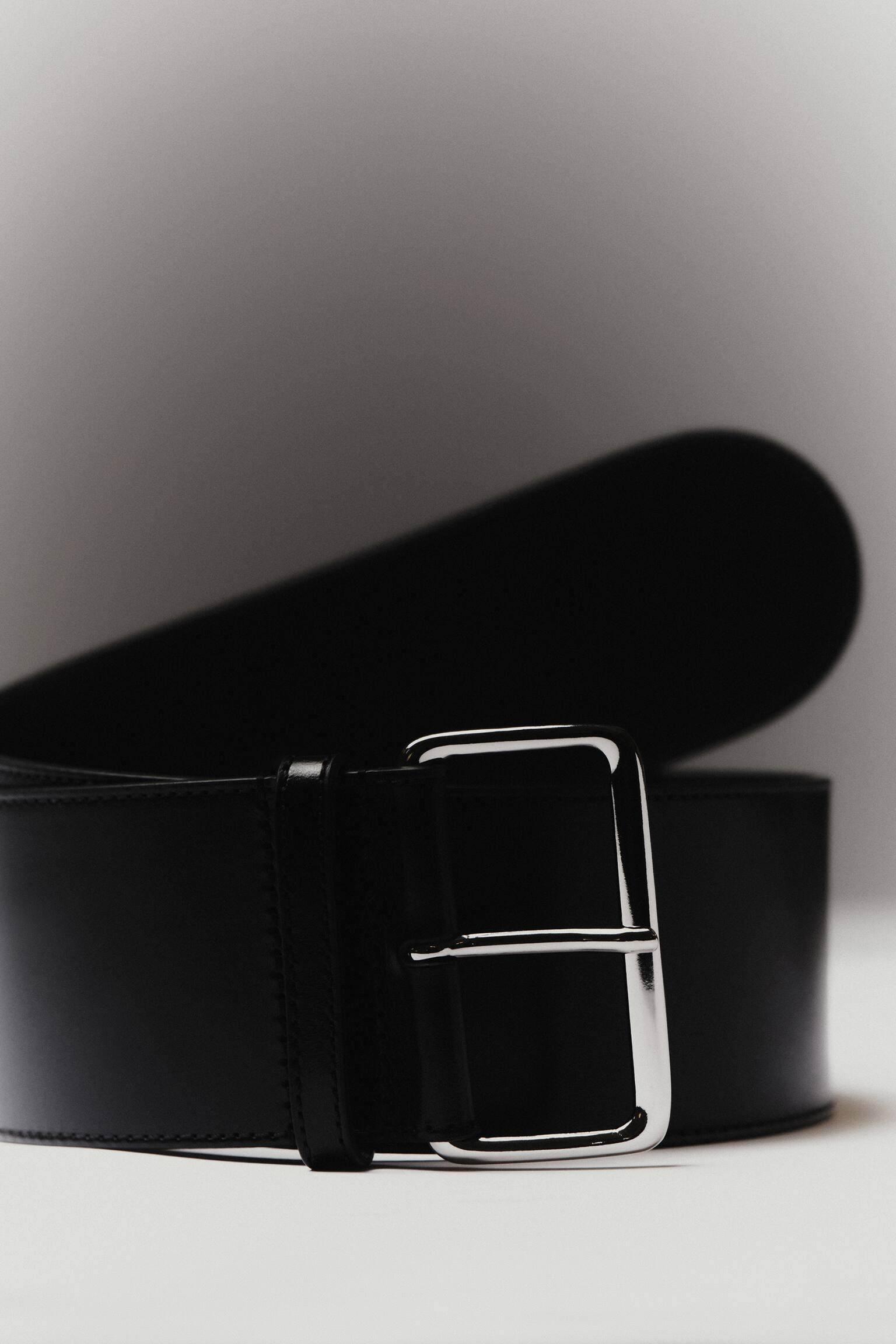 brede leren riem - ZWART - 3