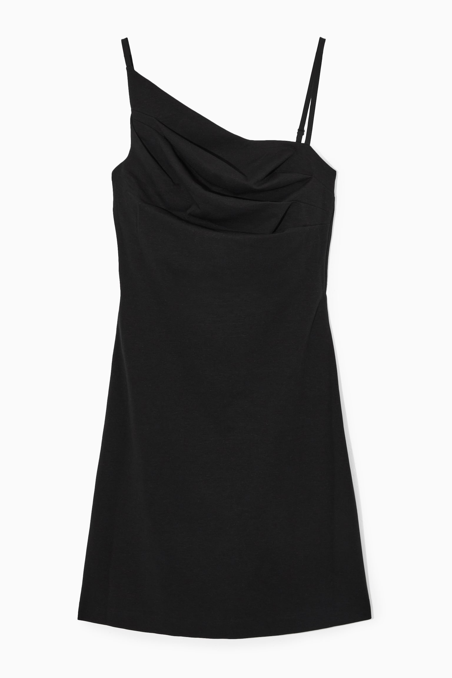 ASYMMETRIC DRAPED MINI DRESS - BLACK/ORANGE