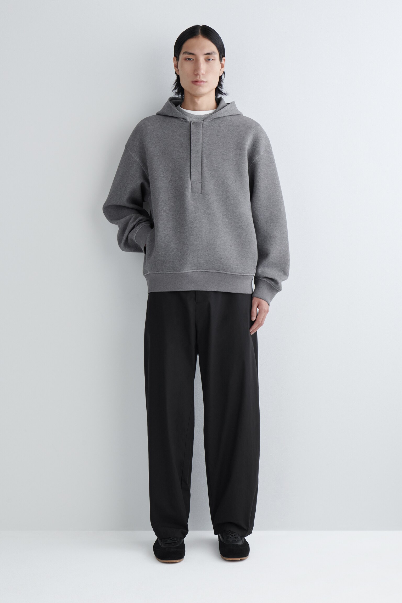 HENLEY-KAPUZENPULLOVER AUS SCUBA - GRAU MELIERT - 4