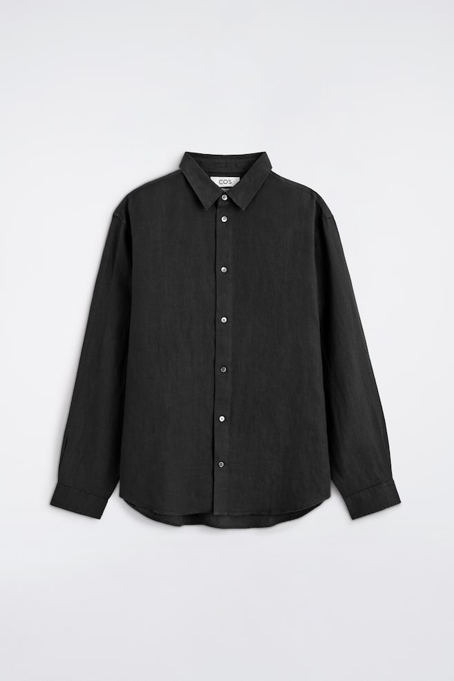 CHEMISE DÉCONTRACTÉE EN LIN - NOIR/BLANC/KAKI - 1