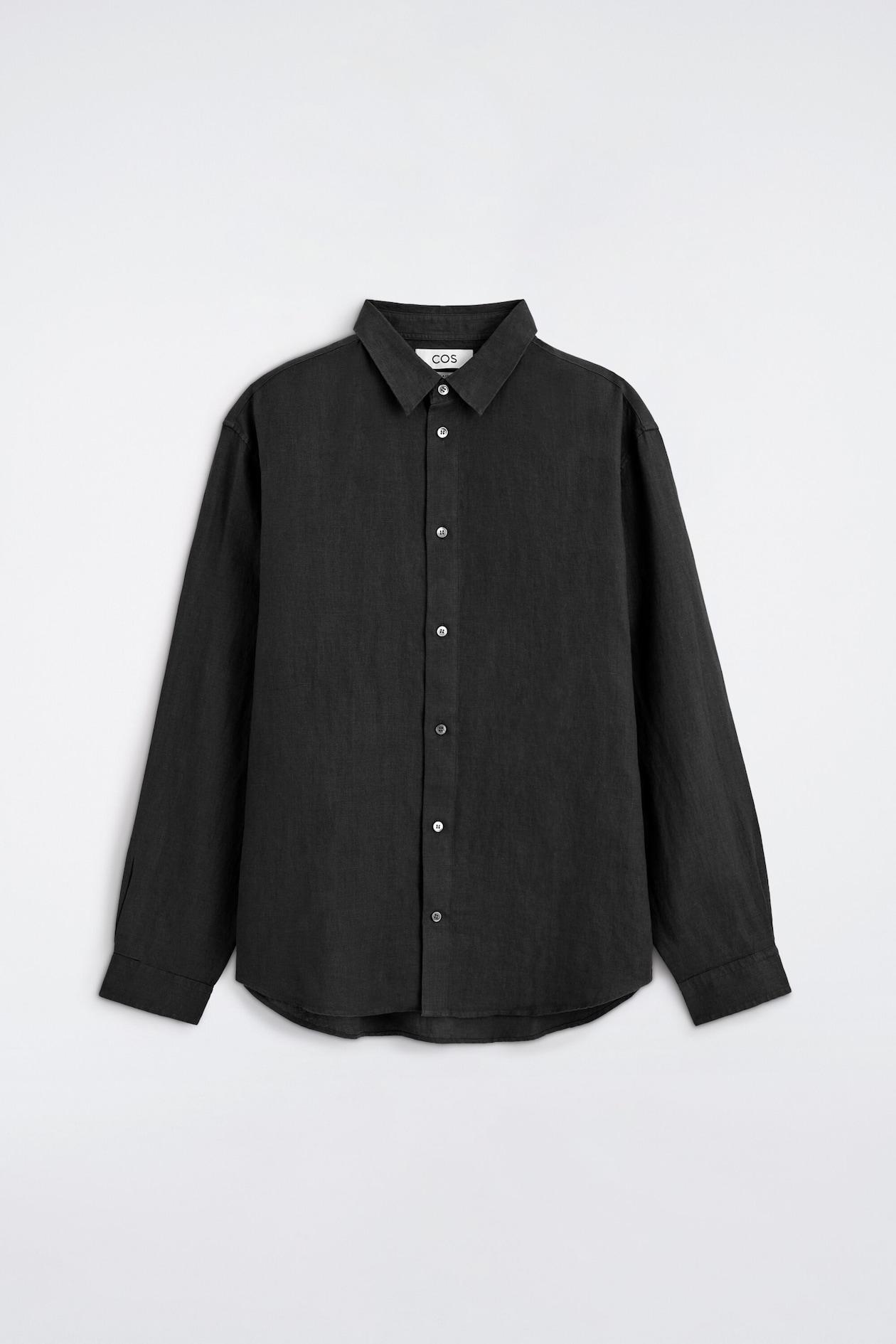 RELAXED LINEN SHIRT — BLACK