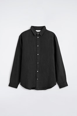 RELAXED LINEN SHIRT — BLACK 7