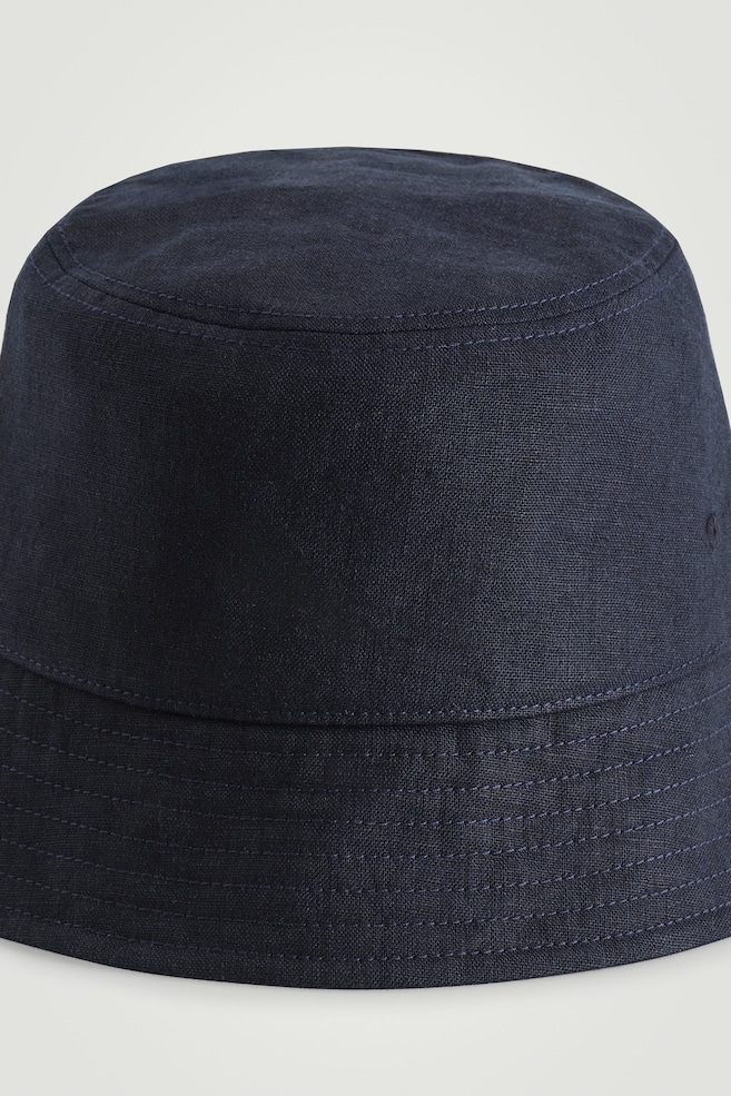 LINEN BUCKET HAT — NAVY