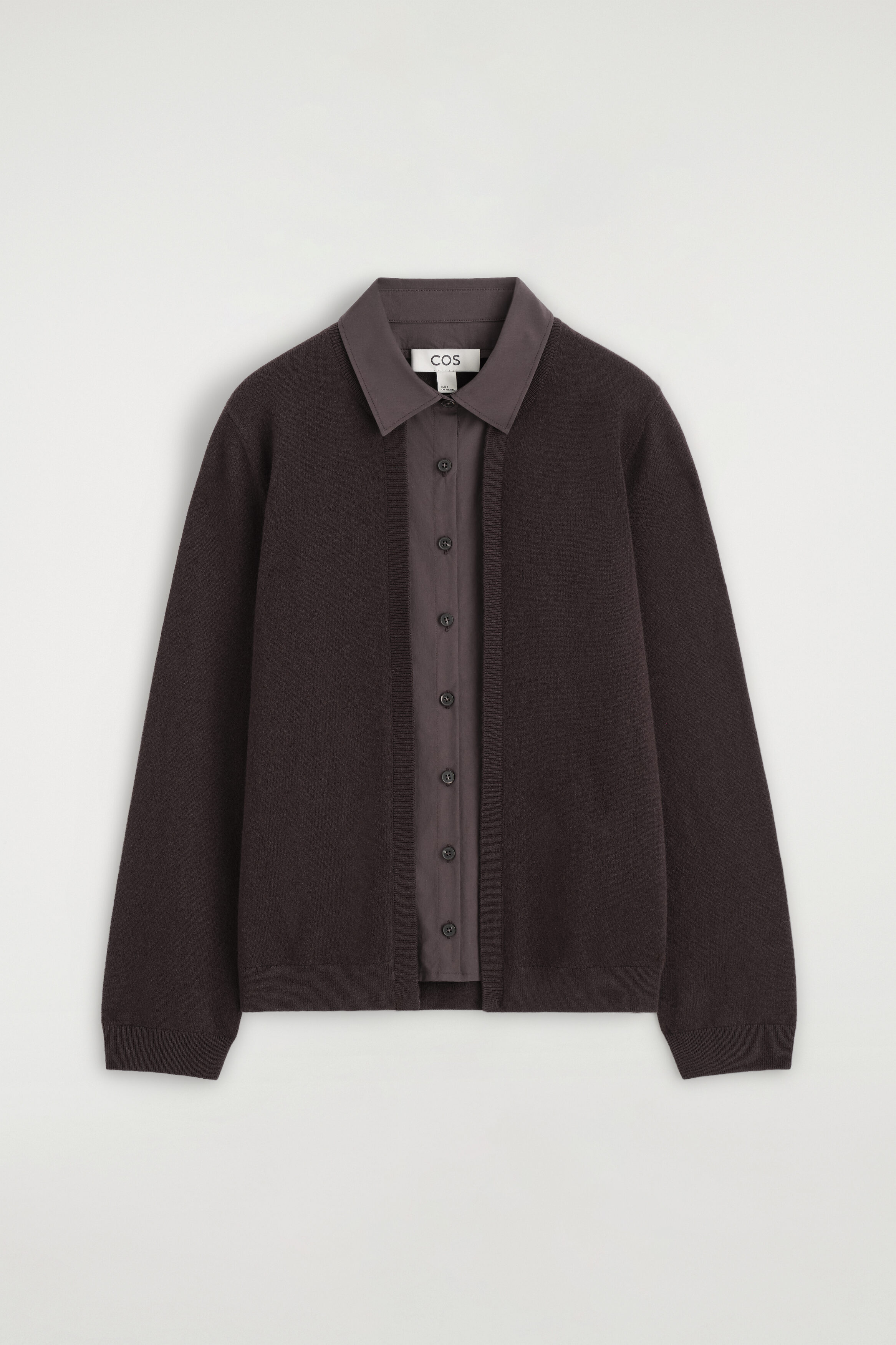 Shirt-detail Merino Wool Cardigan