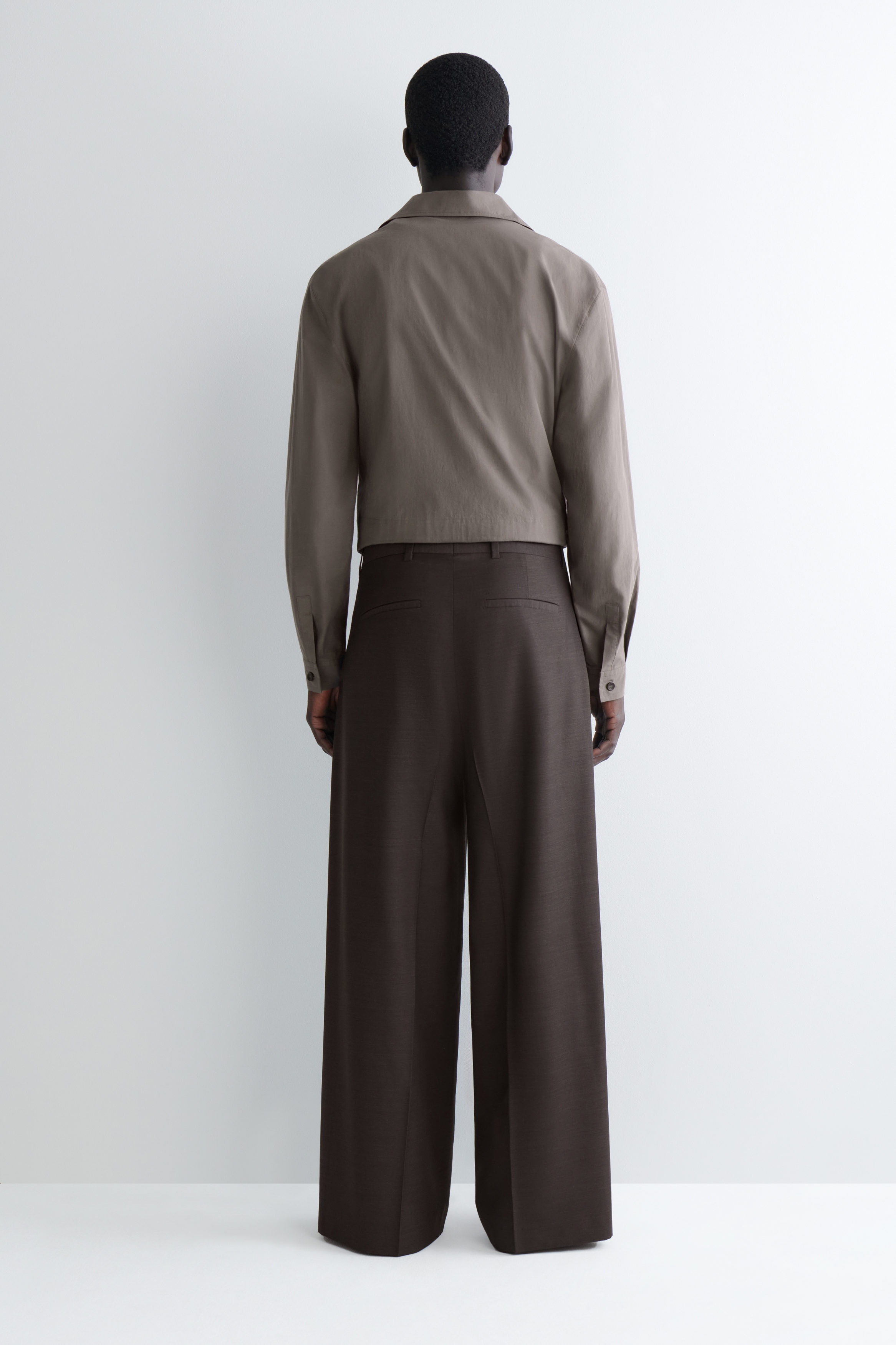 【MODERNIF】Lovis Wool Wide Slacks Gray wide leg long wool pants women 5482 – XiaoLizi
